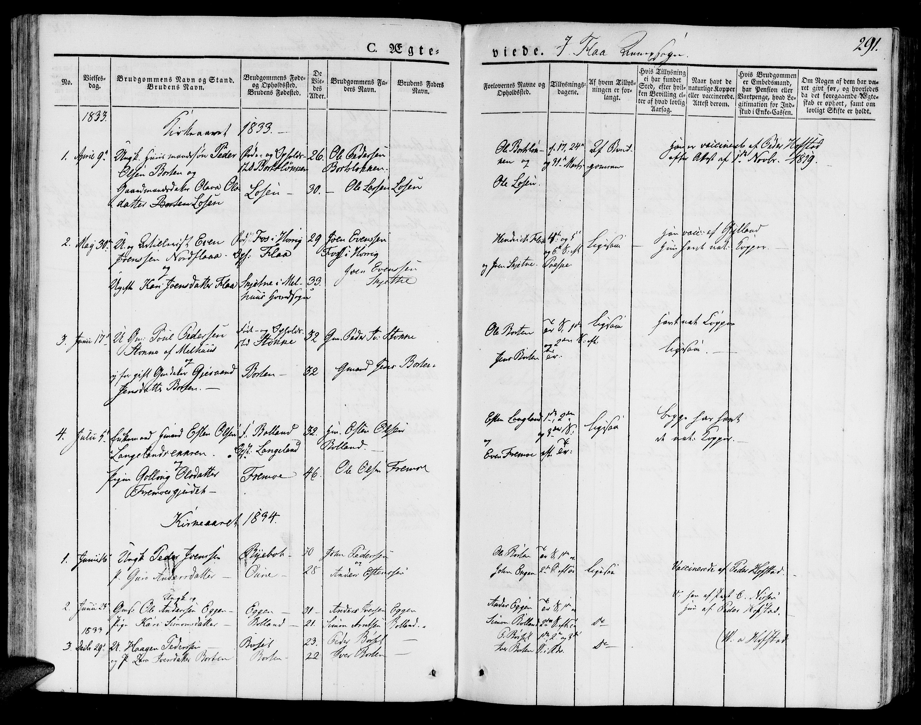 Ministerialprotokoller, klokkerbøker og fødselsregistre - Sør-Trøndelag, SAT/A-1456/691/L1072: Parish register (official) no. 691A05 /3, 1826-1841, p. 291