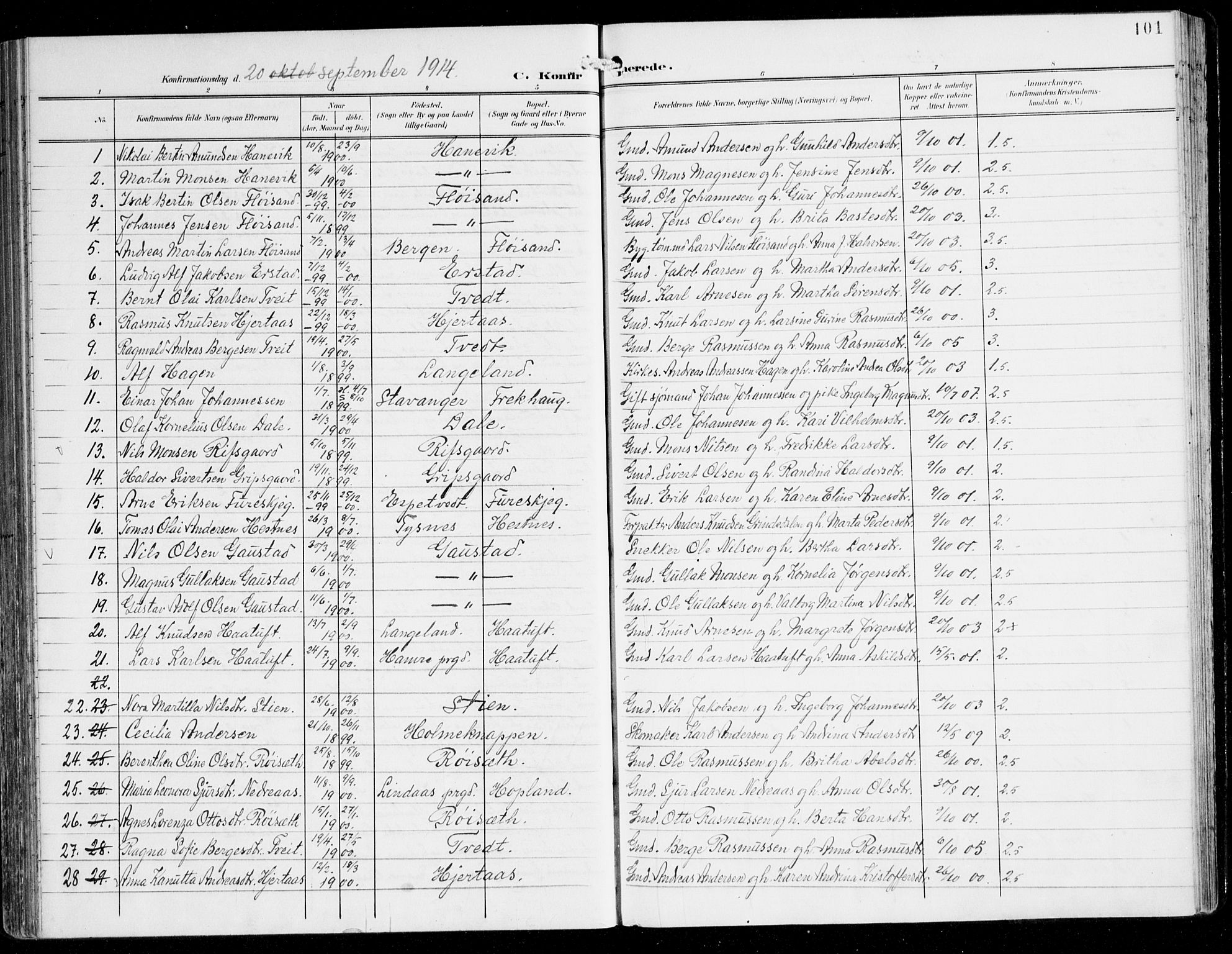 Alversund Sokneprestembete, SAB/A-73901/H/Ha/Haa/Haac/L0002: Parish register (official) no. C 2, 1901-1921, p. 101