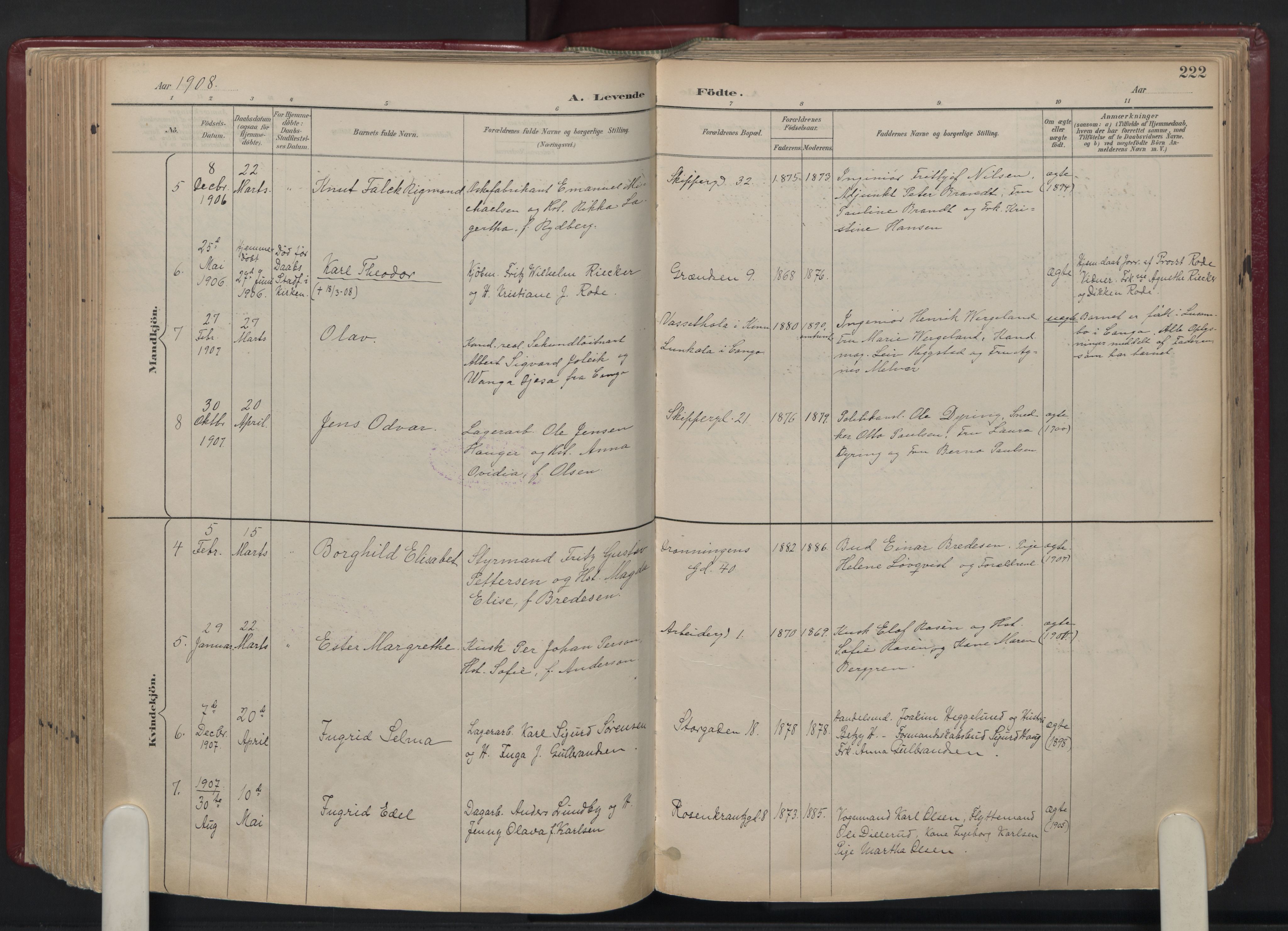 Oslo domkirke Kirkebøker, AV/SAO-A-10752/F/Fa/L0039: Parish register (official) no. 39, 1893-1932, p. 222