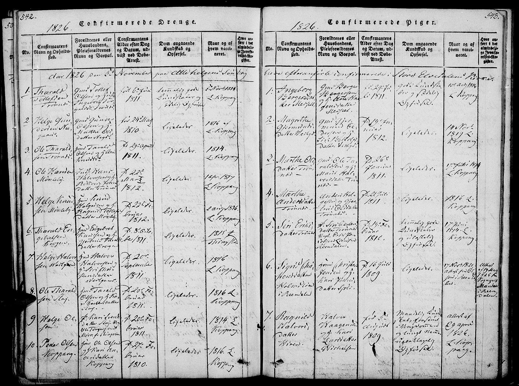 Åmot prestekontor, Hedmark, AV/SAH-PREST-056/H/Ha/Haa/L0005: Parish register (official) no. 5, 1815-1841, p. 542-543