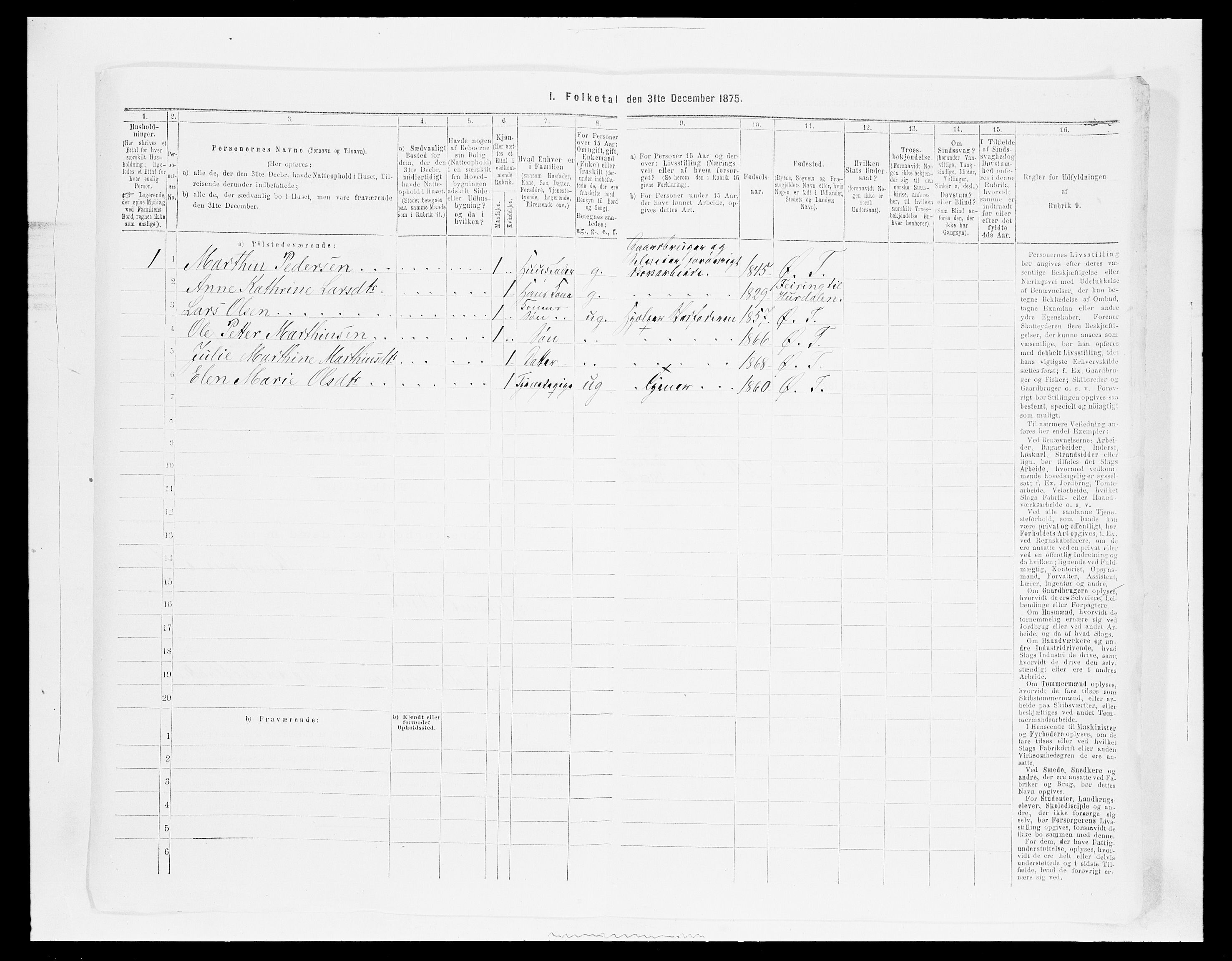 SAH, 1875 census for 0528P Østre Toten, 1875, p. 2615