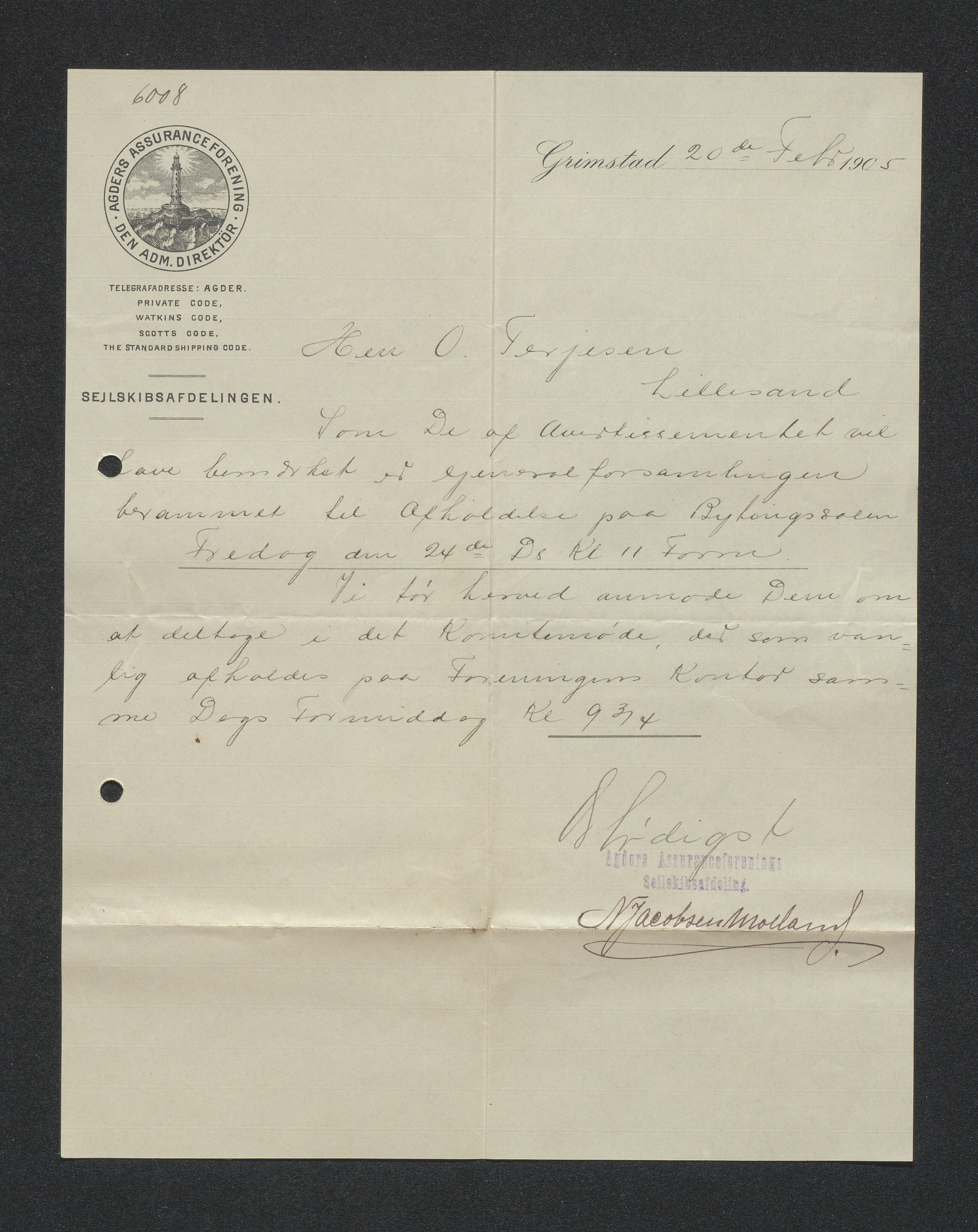 O. Terjesens rederi, AAKS/PA-2525/E/E01/L0013: Korrespondanse, 1904-1905