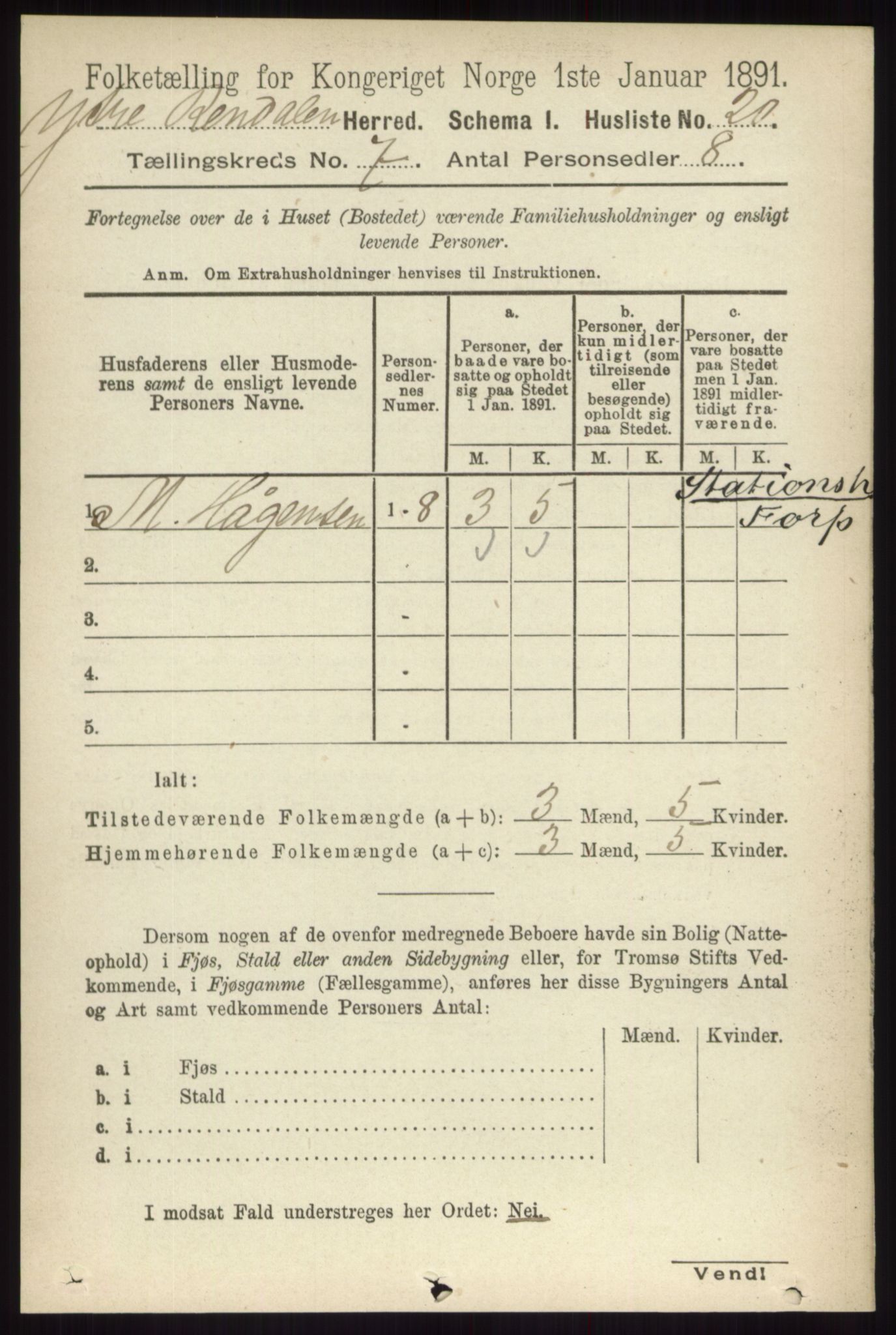 RA, 1891 census for 0432 Ytre Rendal, 1891, p. 1858