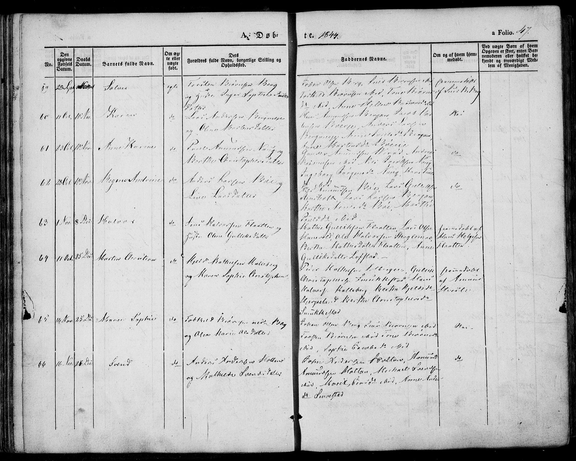 Lardal kirkebøker, AV/SAKO-A-350/F/Fa/L0006: Parish register (official) no. I 6, 1835-1860, p. 47