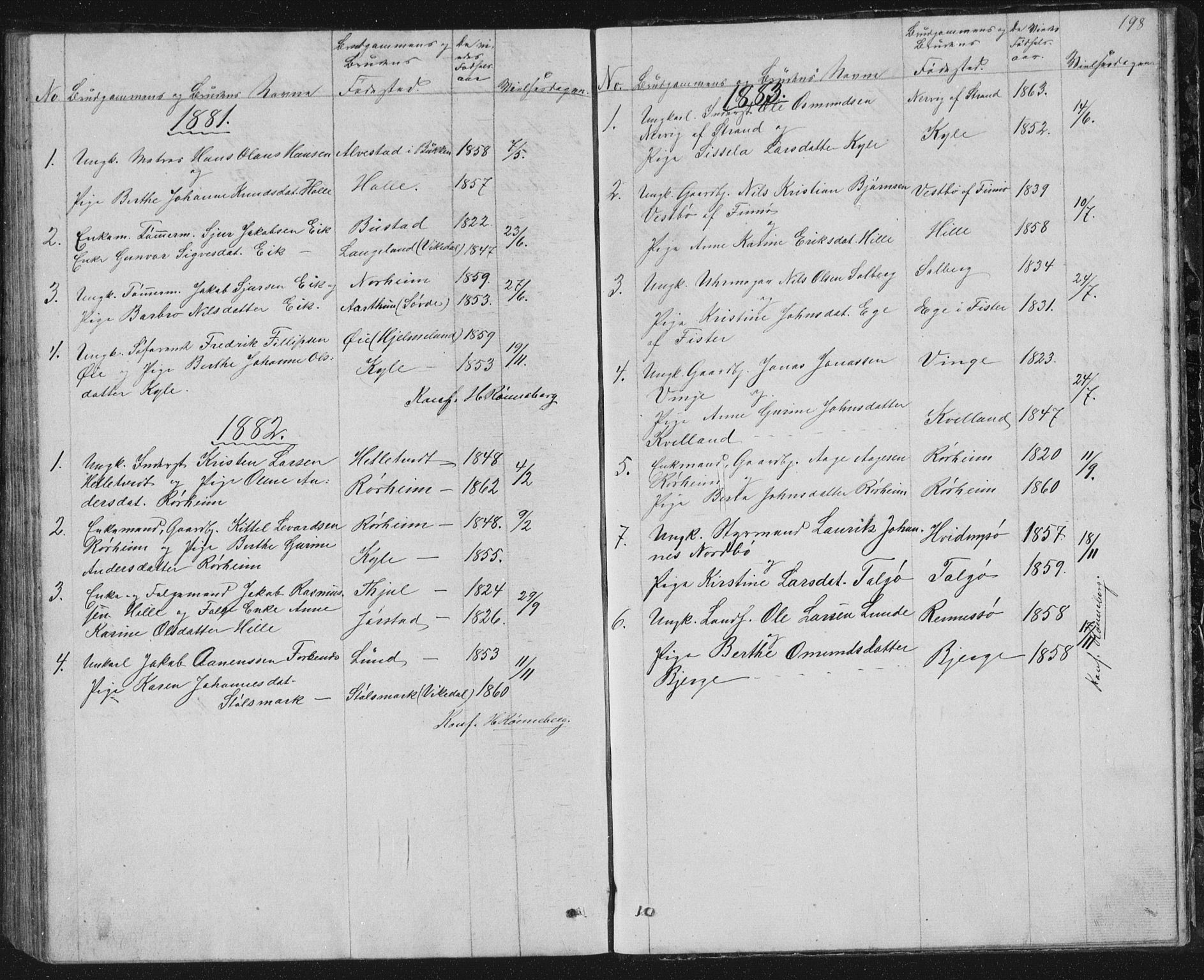 Nedstrand sokneprestkontor, AV/SAST-A-101841/01/V: Parish register (copy) no. B 2, 1848-1933, p. 198