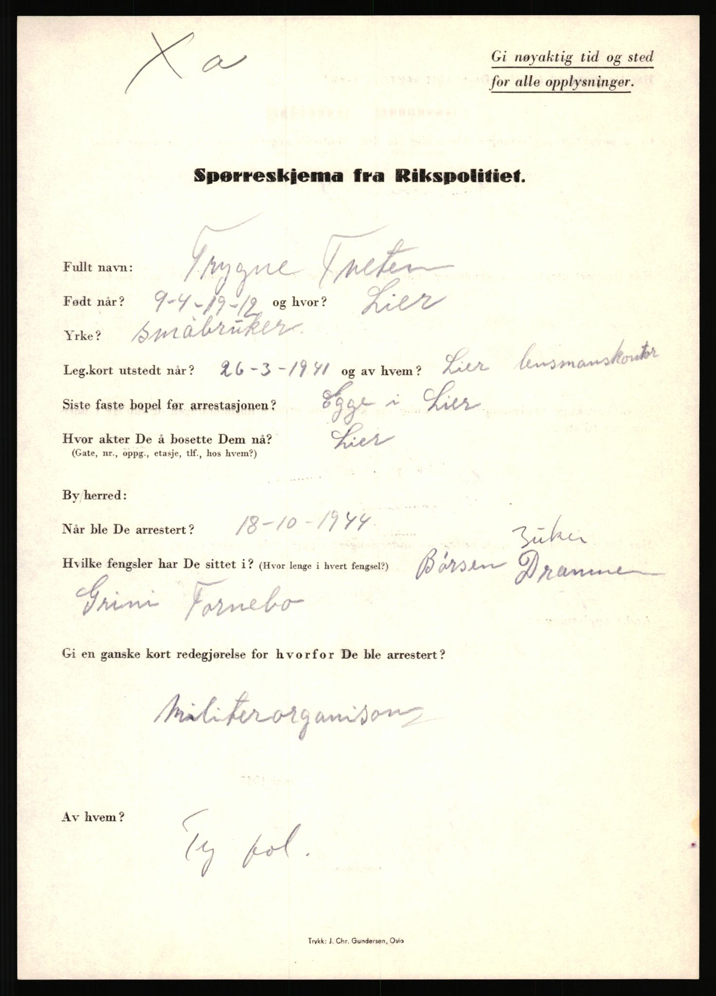 Rikspolitisjefen, AV/RA-S-1560/L/L0017: Tidemann, Hermann G. - Veum, Tjostolv, 1940-1945, p. 582