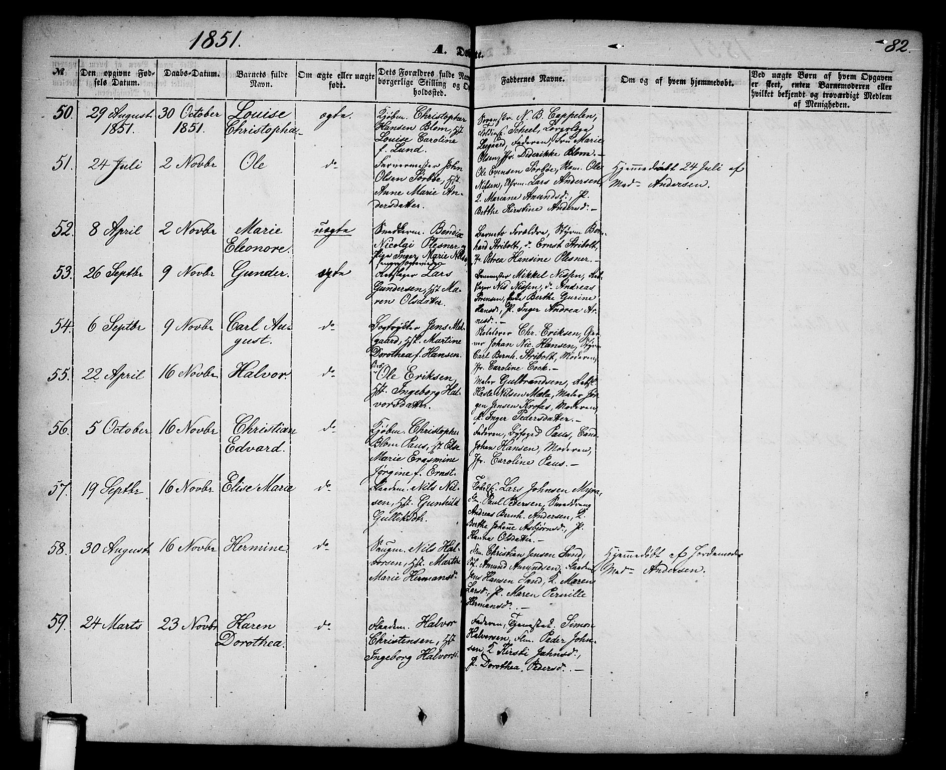 Skien kirkebøker, AV/SAKO-A-302/G/Ga/L0004: Parish register (copy) no. 4, 1843-1867, p. 82