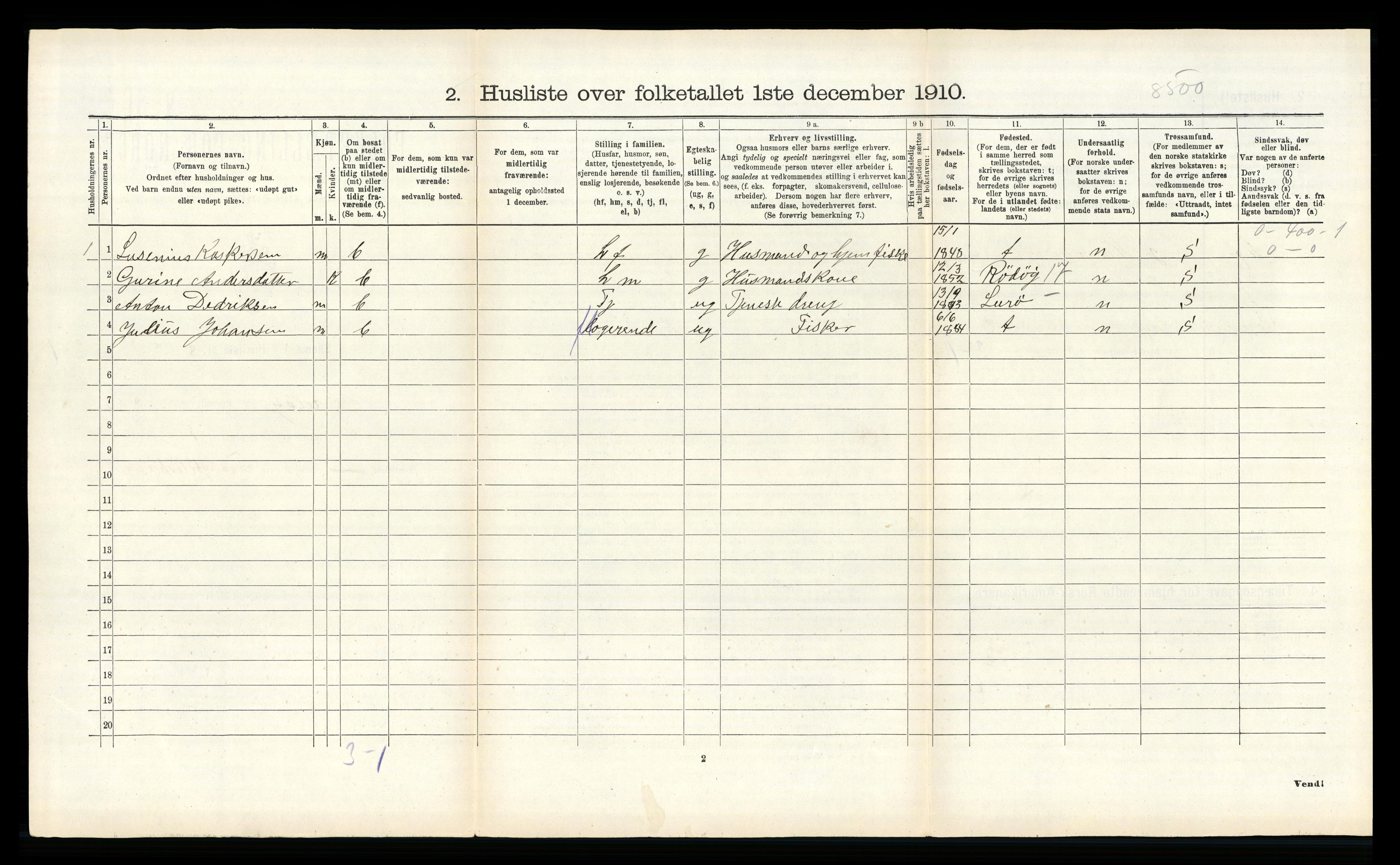 RA, 1910 census for Meløy, 1910, p. 253
