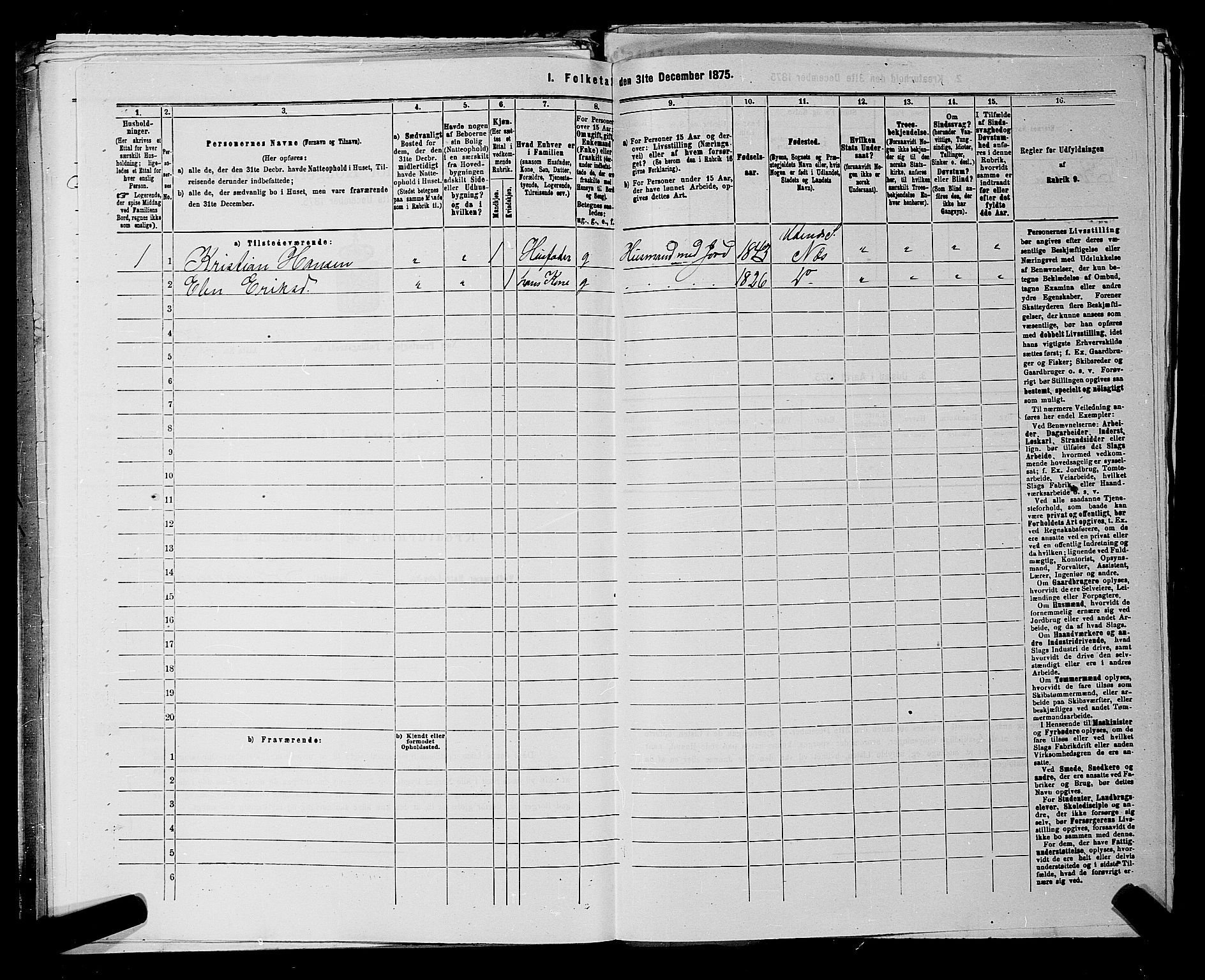 RA, 1875 census for 0236P Nes, 1875, p. 2586