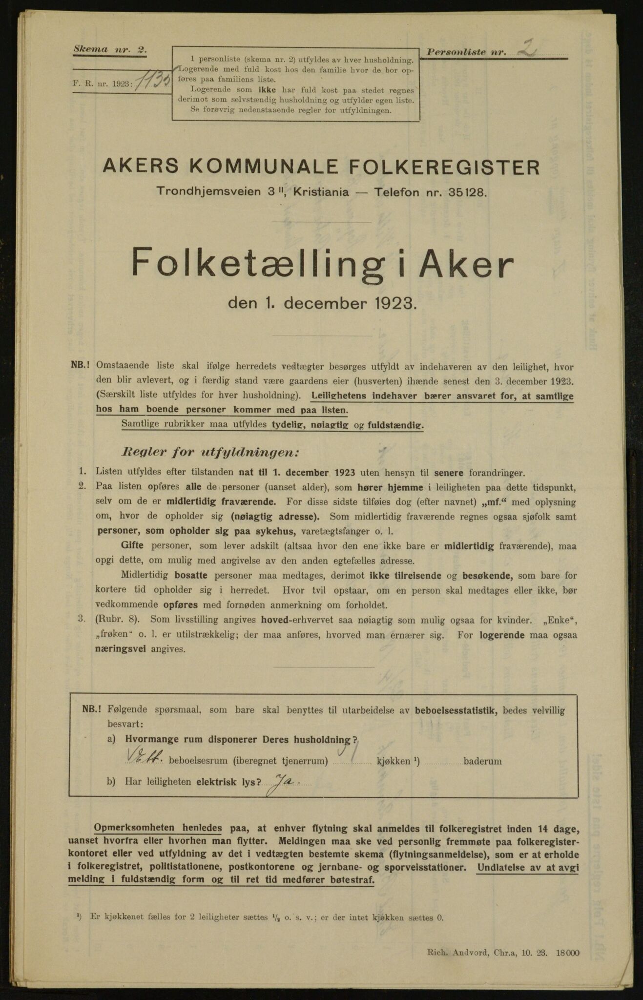 , Municipal Census 1923 for Aker, 1923, p. 29692