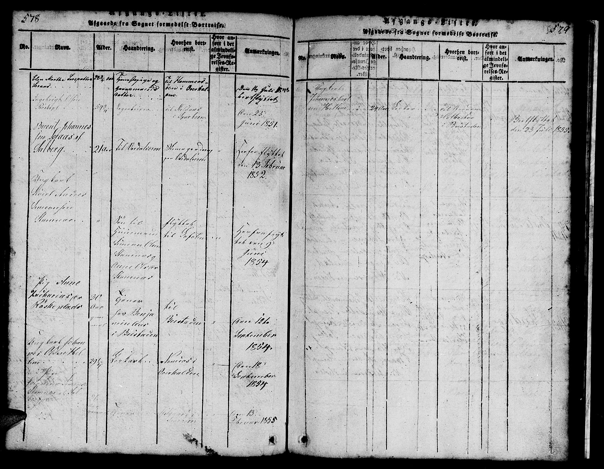 Ministerialprotokoller, klokkerbøker og fødselsregistre - Nord-Trøndelag, SAT/A-1458/731/L0310: Parish register (copy) no. 731C01, 1816-1874, p. 578-579