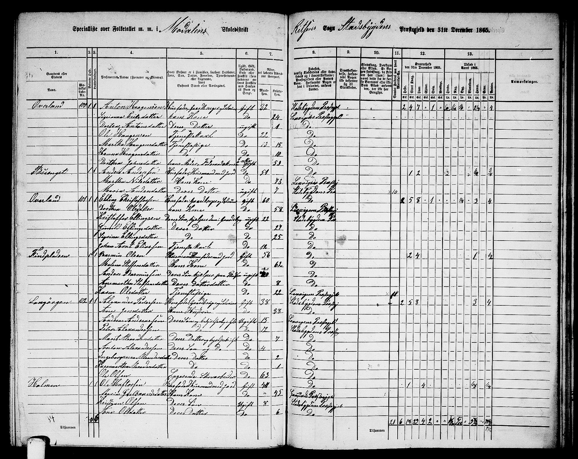 RA, 1865 census for Stadsbygd, 1865, p. 174