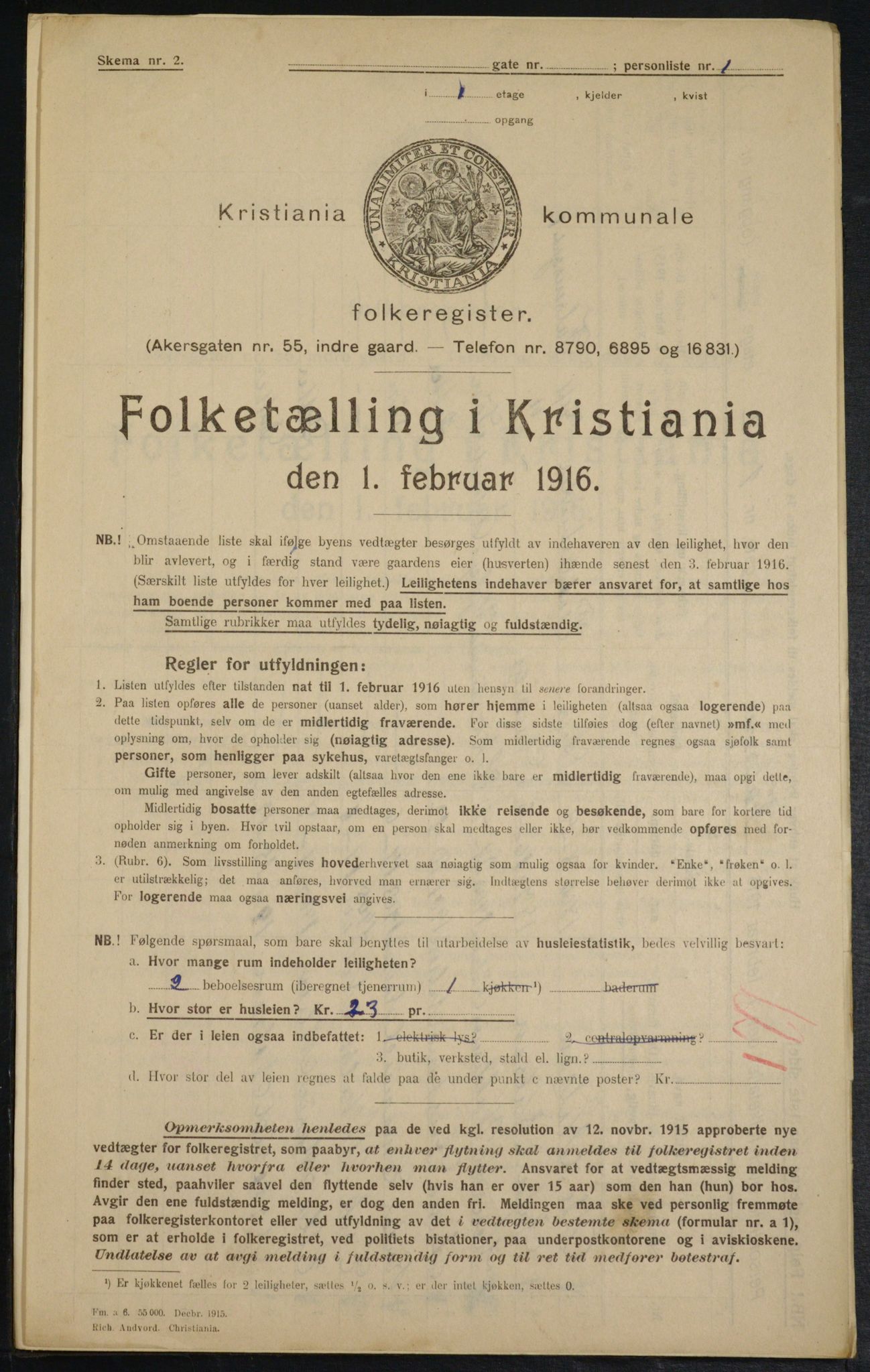 OBA, Municipal Census 1916 for Kristiania, 1916, p. 23651