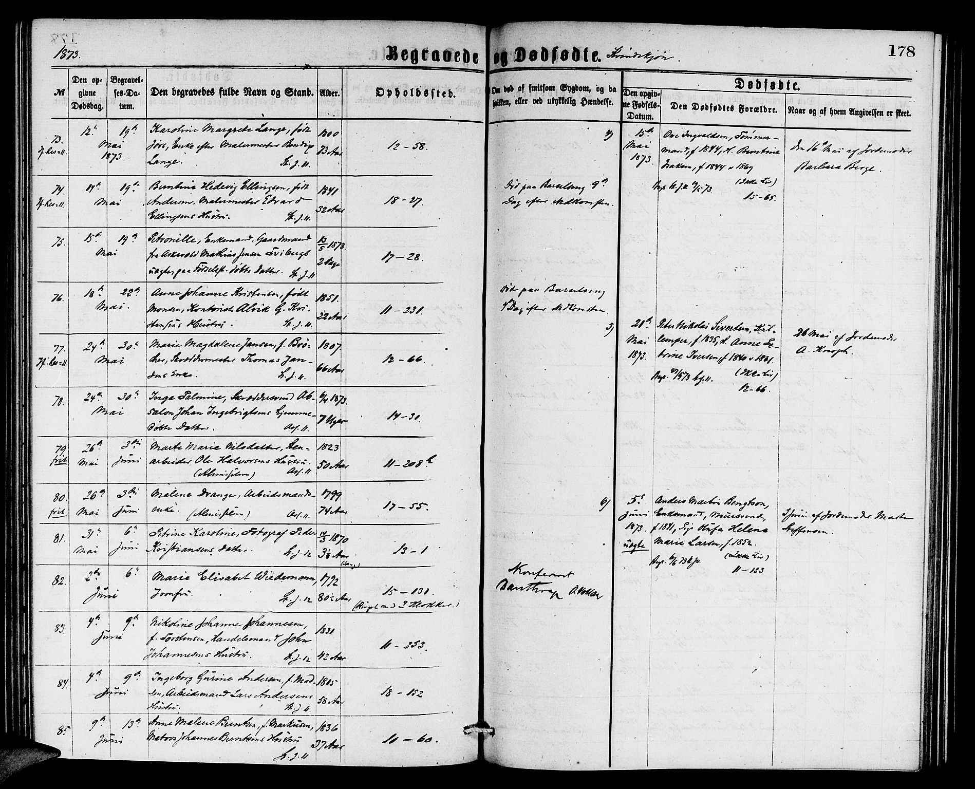 Domkirken sokneprestembete, AV/SAB-A-74801/H/Hab/L0040: Parish register (copy) no. E 4, 1868-1877, p. 178