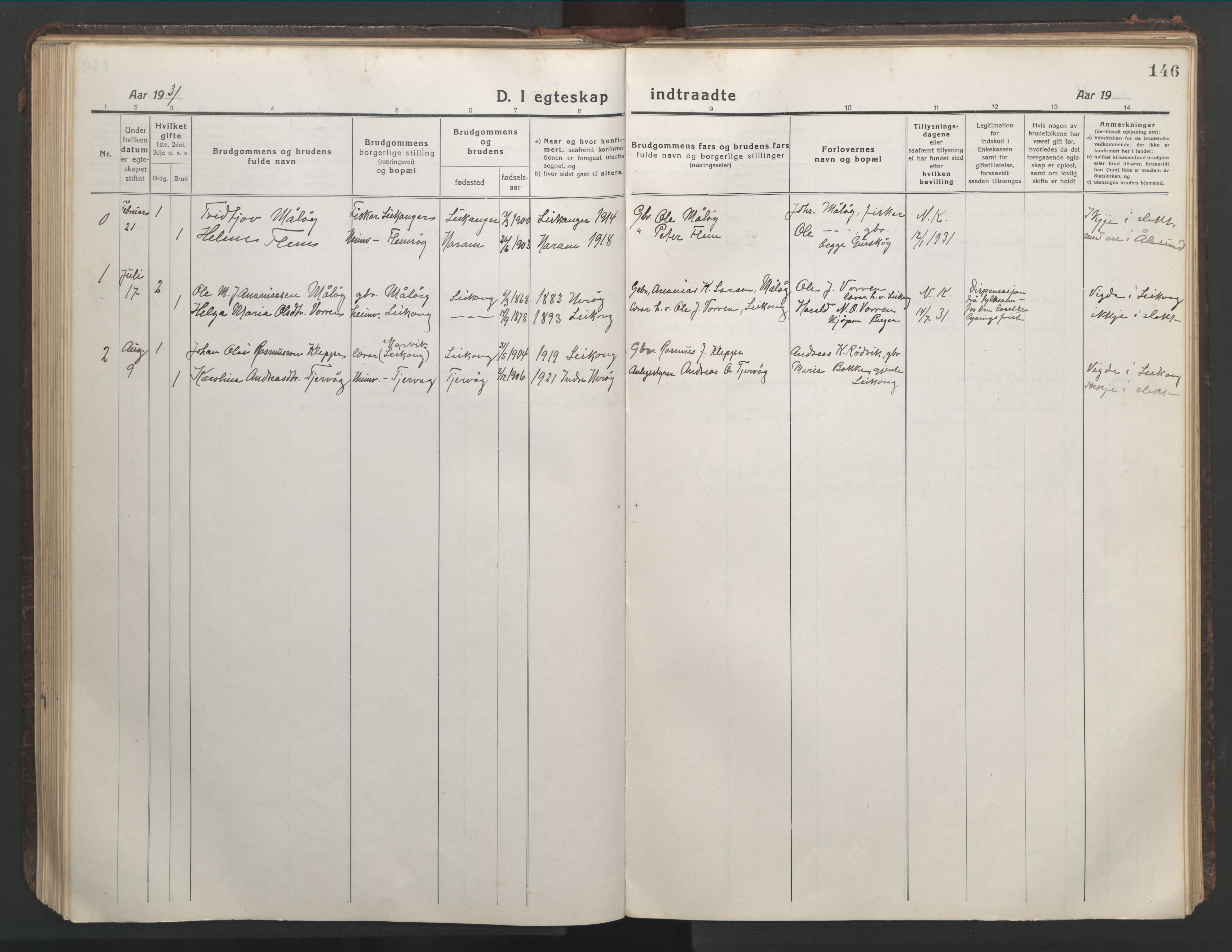 Ministerialprotokoller, klokkerbøker og fødselsregistre - Møre og Romsdal, AV/SAT-A-1454/508/L0099: Parish register (copy) no. 508C03, 1917-1947, p. 146