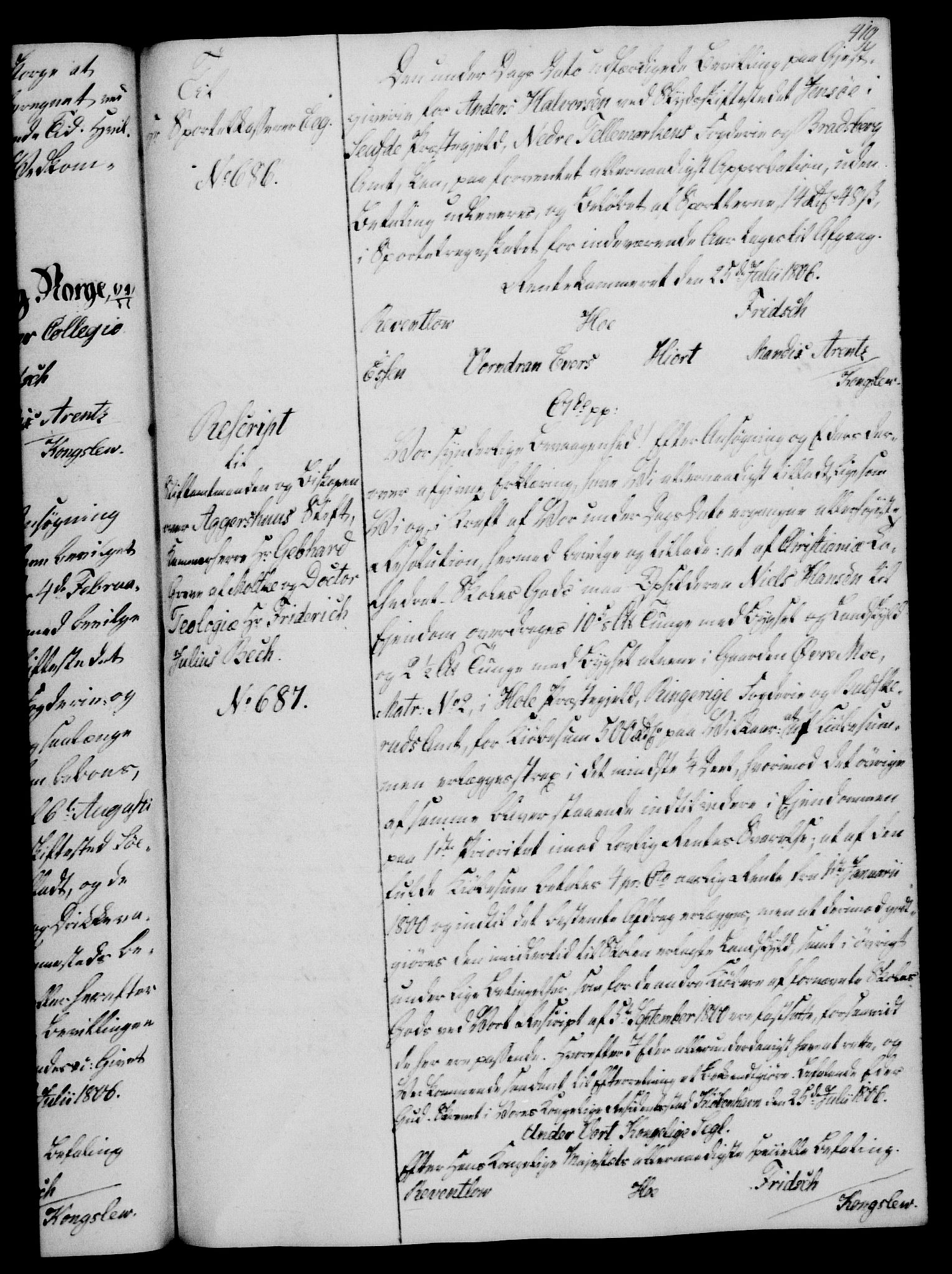 Rentekammeret, Kammerkanselliet, AV/RA-EA-3111/G/Gg/Gga/L0018: Norsk ekspedisjonsprotokoll med register (merket RK 53.18), 1804-1806, p. 419