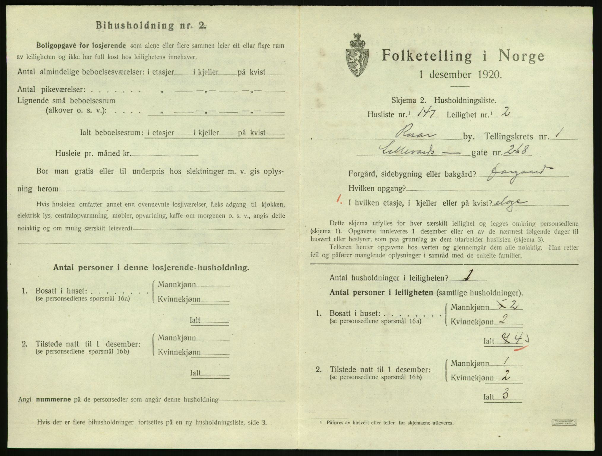 SAK, 1920 census for Risør, 1920, p. 1709