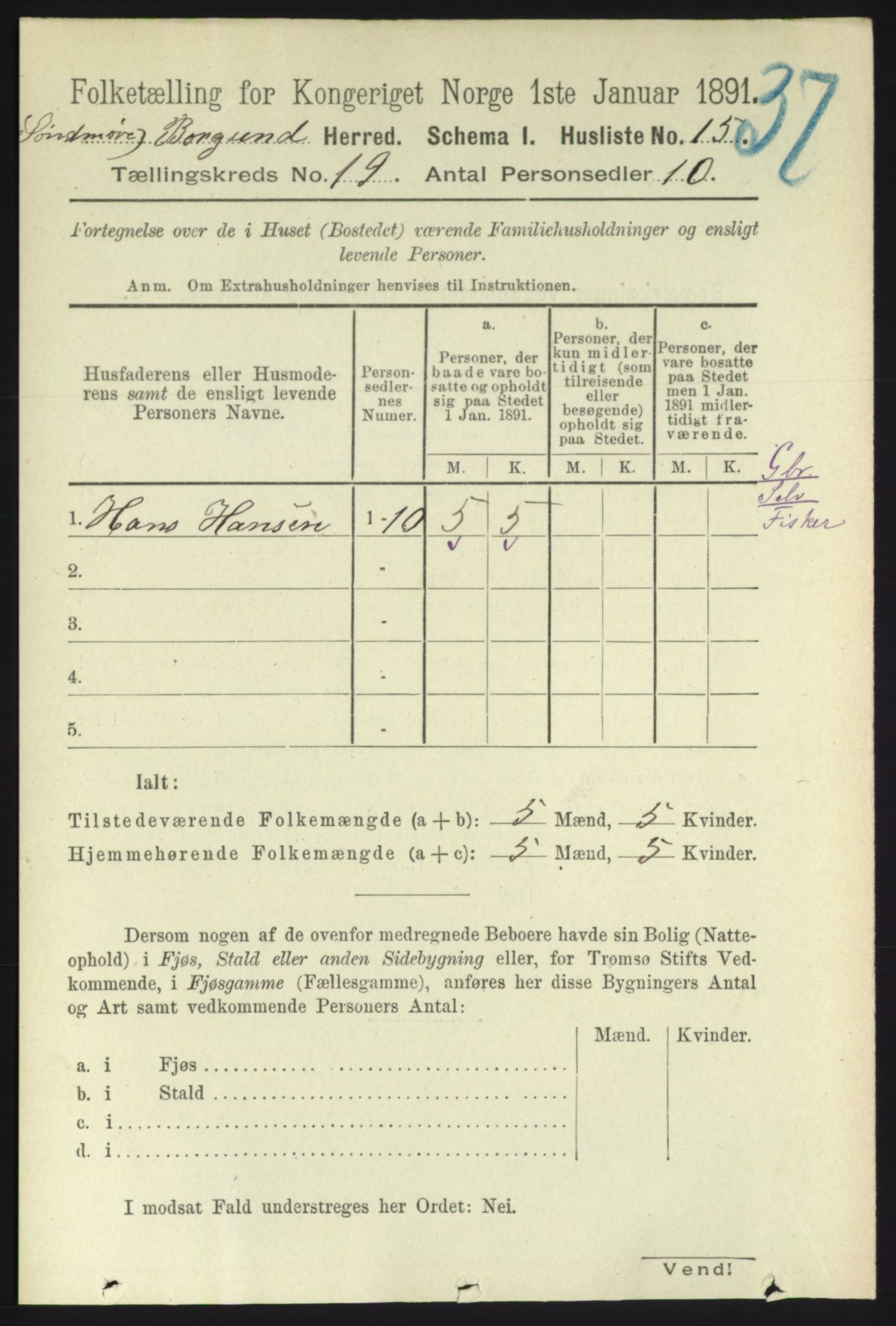 RA, 1891 census for 1531 Borgund, 1891, p. 5957