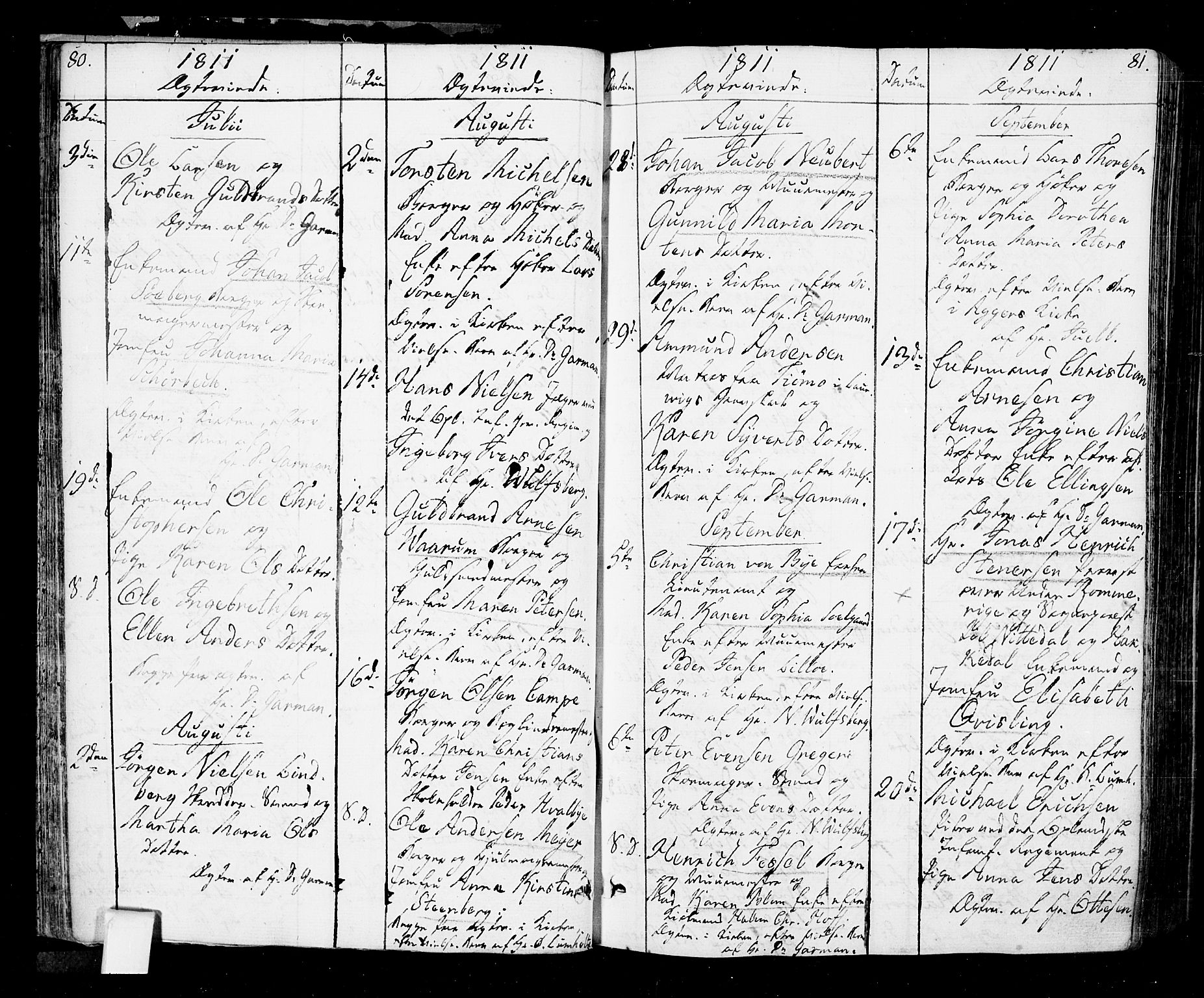Oslo domkirke Kirkebøker, SAO/A-10752/F/Fa/L0006: Parish register (official) no. 6, 1807-1817, p. 80-81