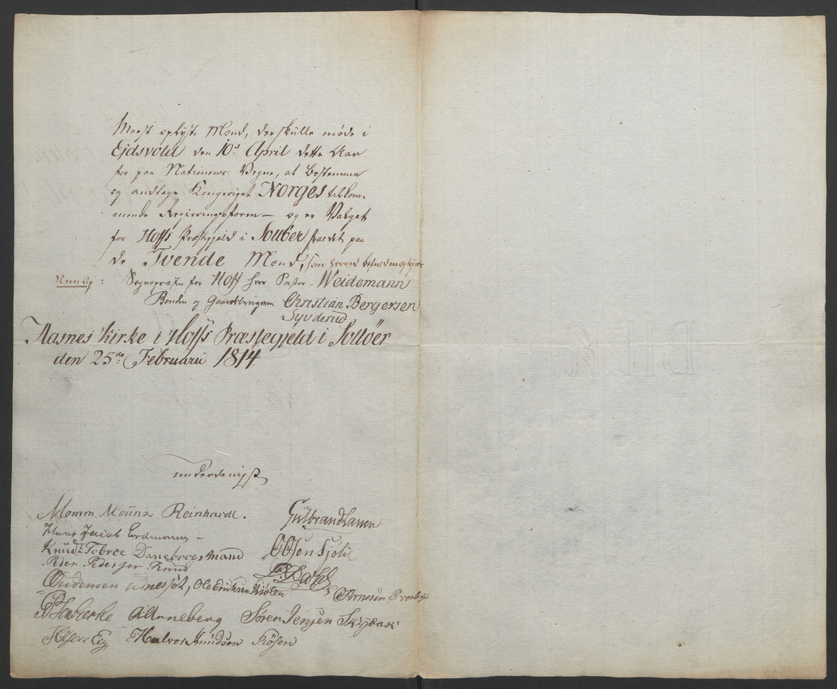 Statsrådssekretariatet, RA/S-1001/D/Db/L0007: Fullmakter for Eidsvollsrepresentantene i 1814. , 1814, p. 224