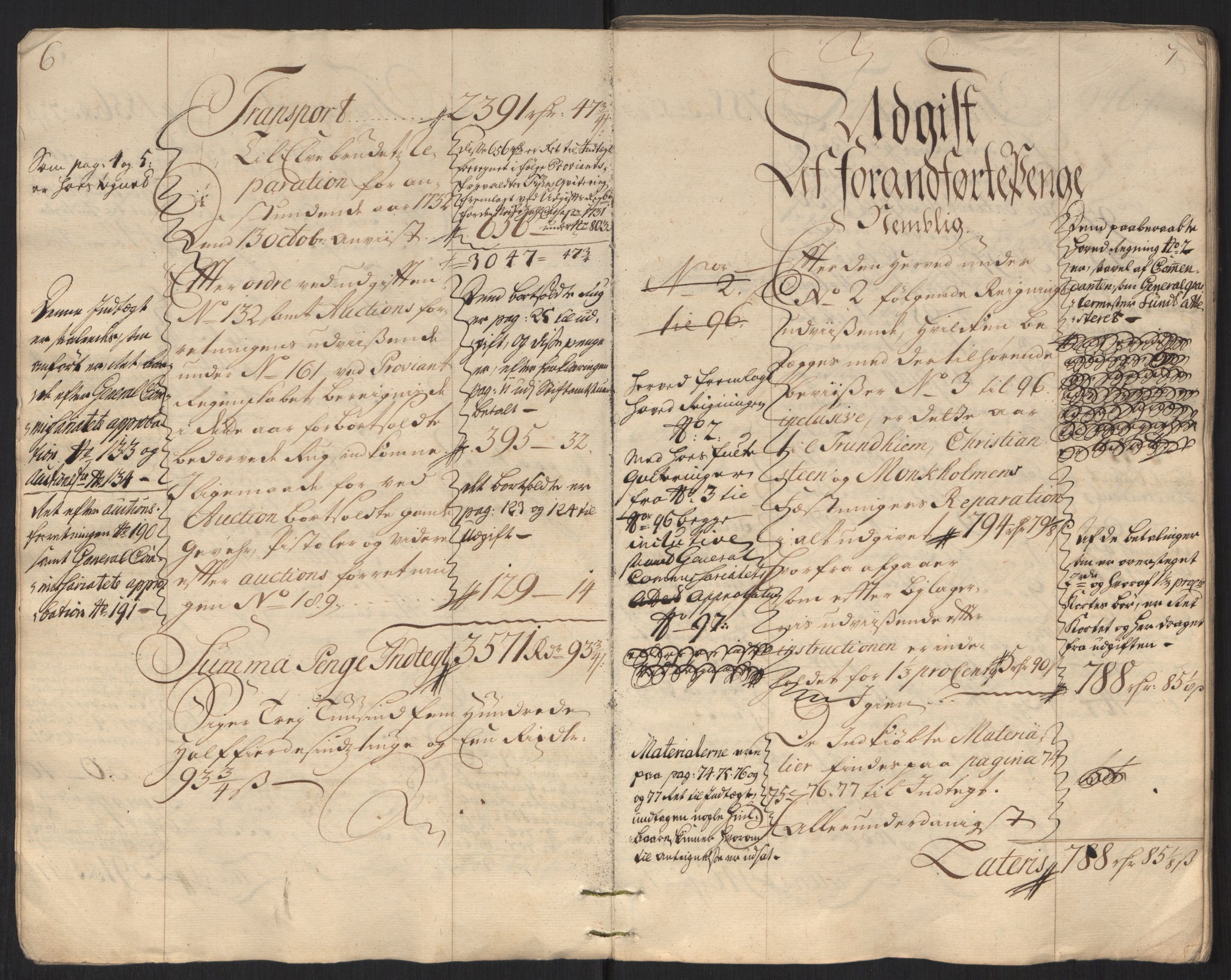 Rentekammeret inntil 1814, Reviderte regnskaper, Militære regnskaper, AV/RA-EA-4069/Rd/L0649: Trondheim festningsregnskaper, 1731, p. 6-7