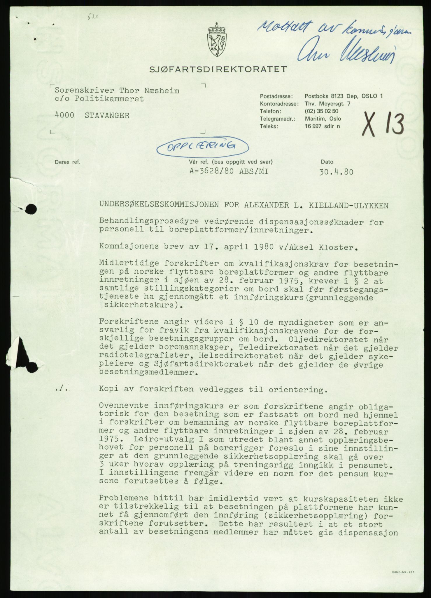 Justisdepartementet, Granskningskommisjonen ved Alexander Kielland-ulykken 27.3.1980, AV/RA-S-1165/D/L0020: X Opplæring/Kompetanse (Doku.liste + X1-X18 av 18)/Y Forskningsprosjekter (Doku.liste + Y1-Y7 av 9), 1980-1981, p. 108