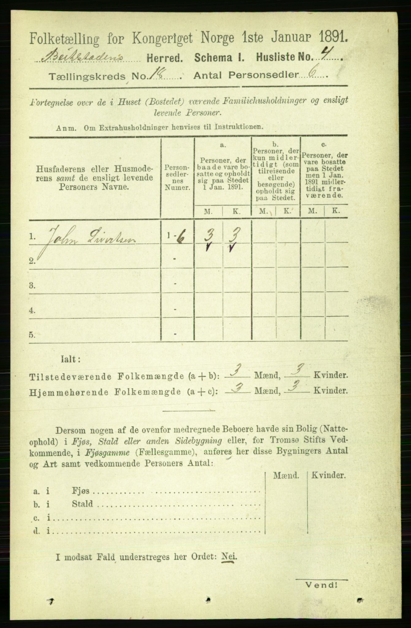 RA, 1891 census for 1727 Beitstad, 1891, p. 4592