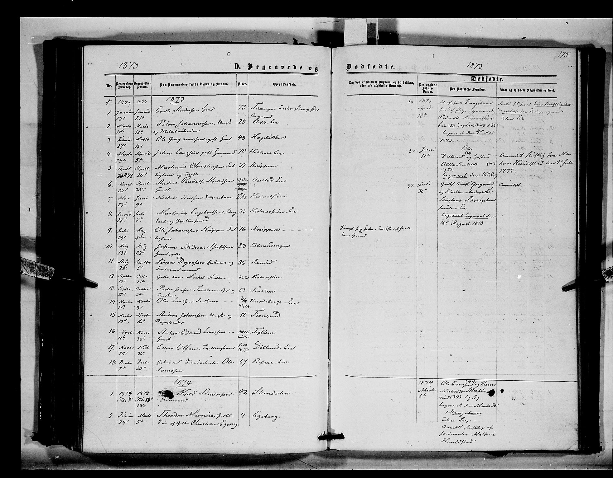 Stange prestekontor, SAH/PREST-002/K/L0014: Parish register (official) no. 14, 1862-1879, p. 175