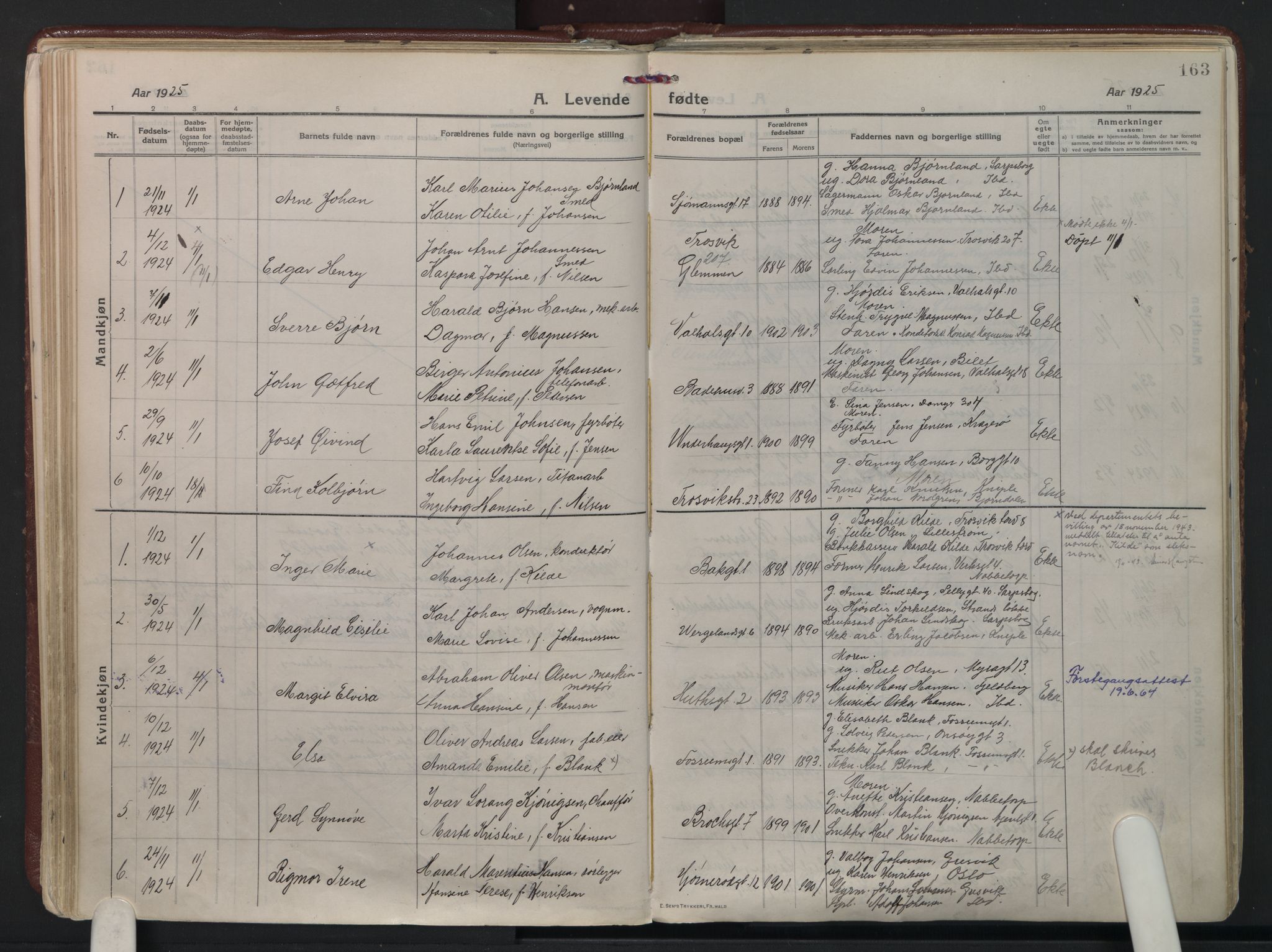 Fredrikstad domkirkes prestekontor Kirkebøker, AV/SAO-A-10906/F/Fa/L0010: Parish register (official) no. 10, 1914-1946, p. 163