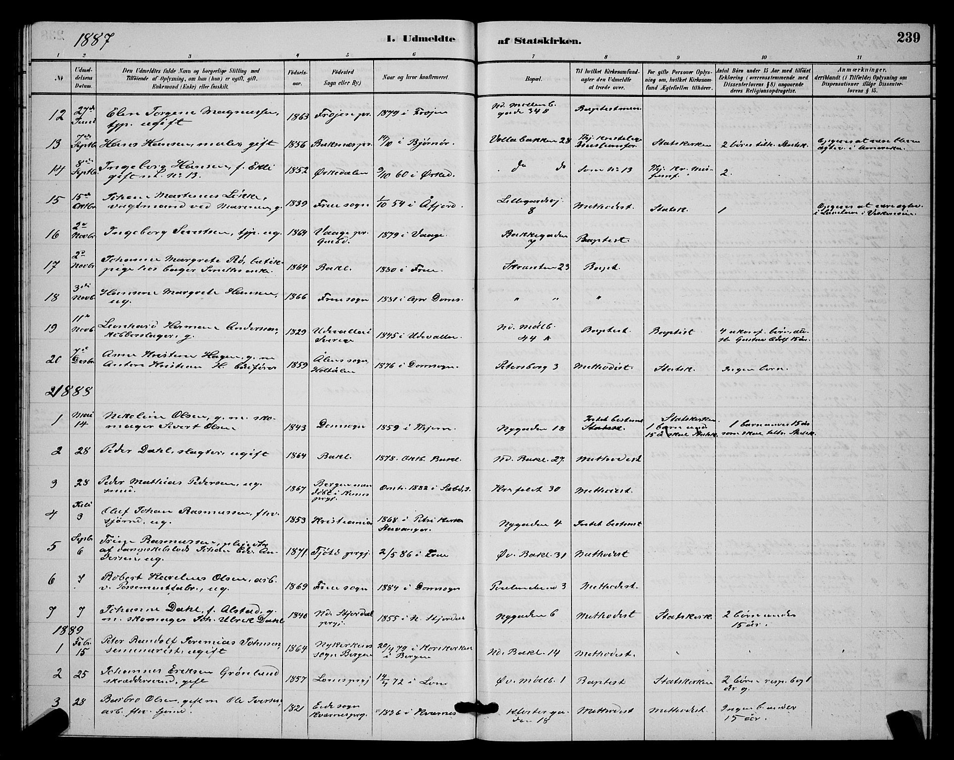 Ministerialprotokoller, klokkerbøker og fødselsregistre - Sør-Trøndelag, SAT/A-1456/604/L0223: Parish register (copy) no. 604C06, 1886-1897, p. 239