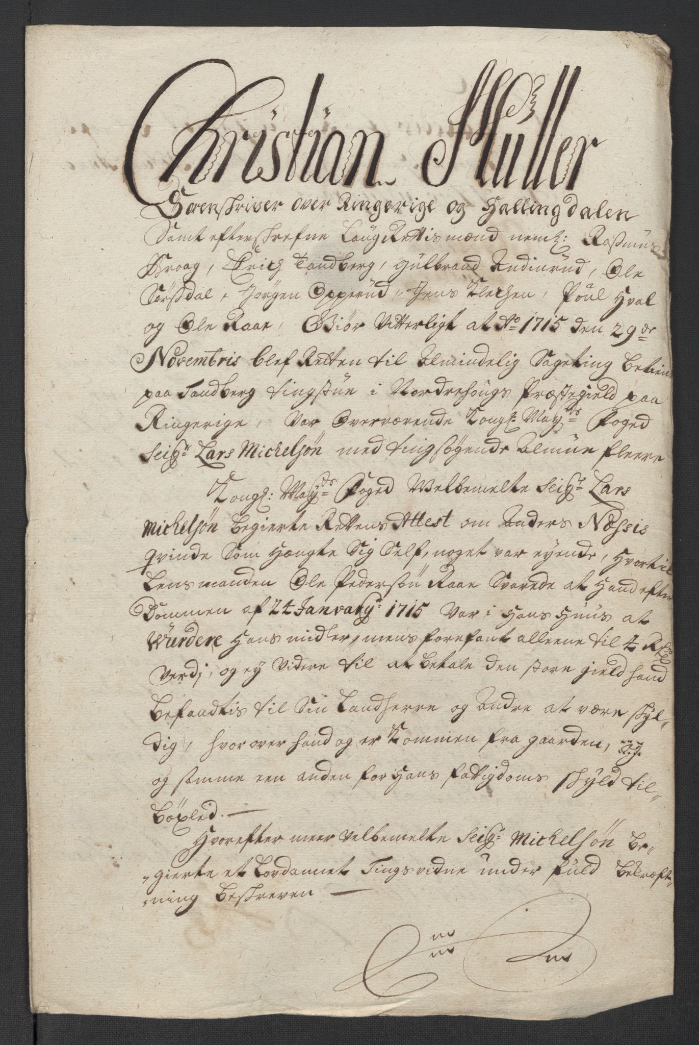 Rentekammeret inntil 1814, Reviderte regnskaper, Fogderegnskap, AV/RA-EA-4092/R23/L1473: Fogderegnskap Ringerike og Hallingdal, 1715, p. 231