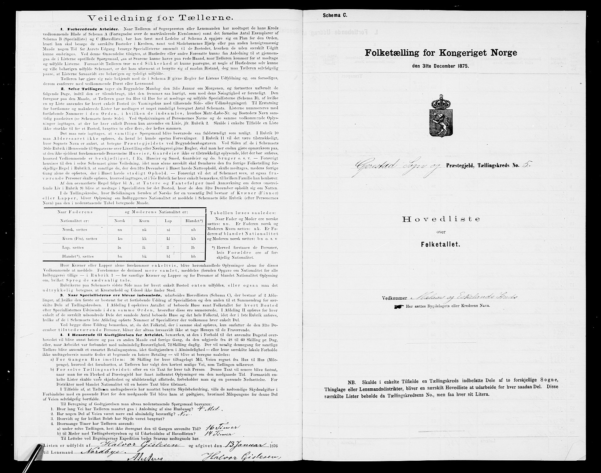 SAK, 1875 census for 0911P Gjerstad, 1875, p. 24