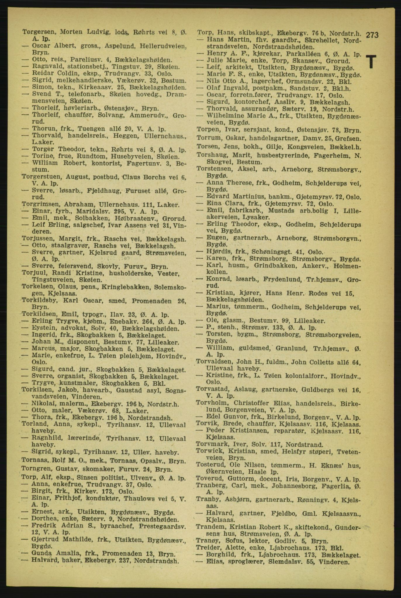 Aker adressebok/adressekalender, PUBL/001/A/004: Aker adressebok, 1929, p. 273