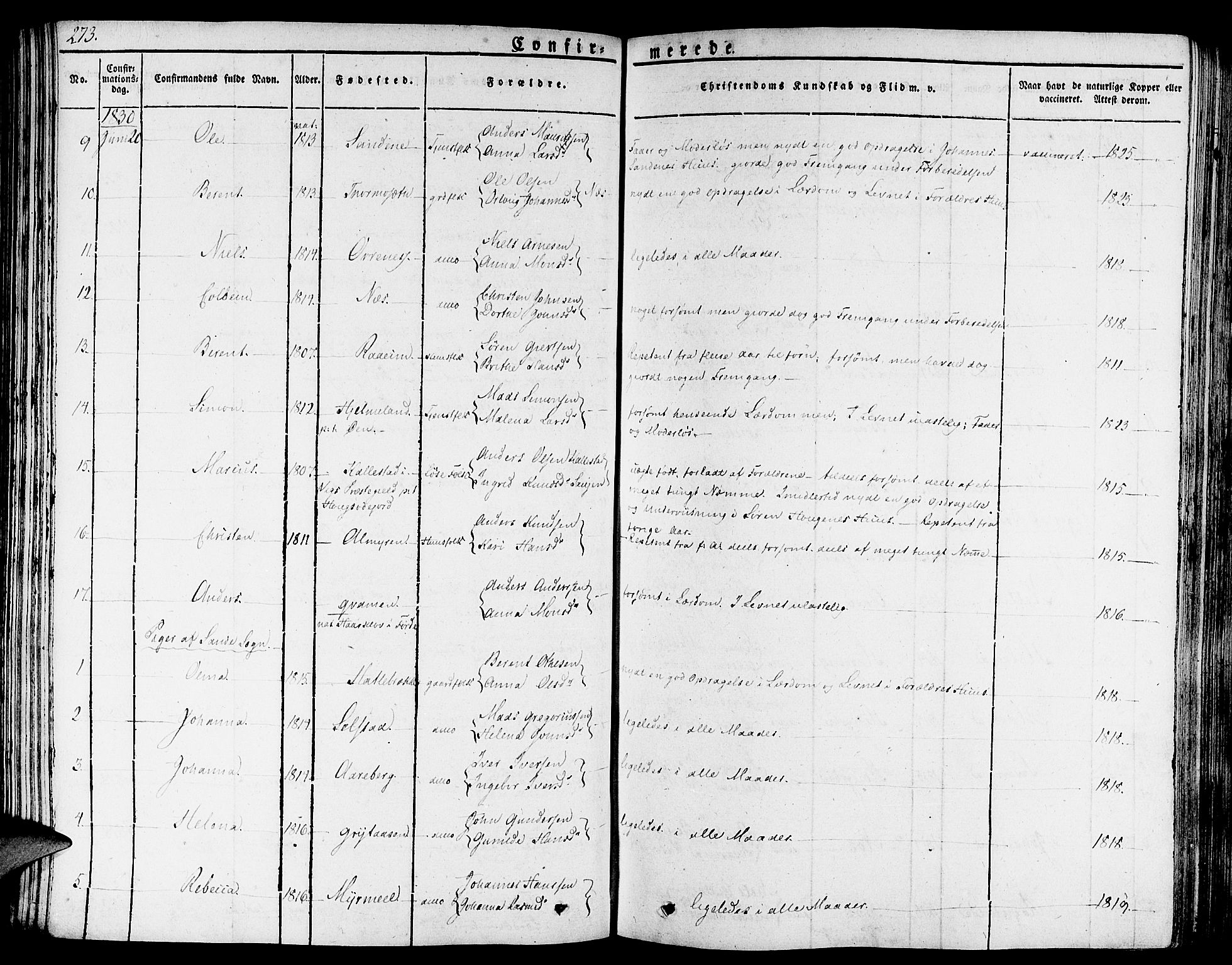 Gaular sokneprestembete, AV/SAB-A-80001/H/Haa: Parish register (official) no. A 3, 1821-1840, p. 273