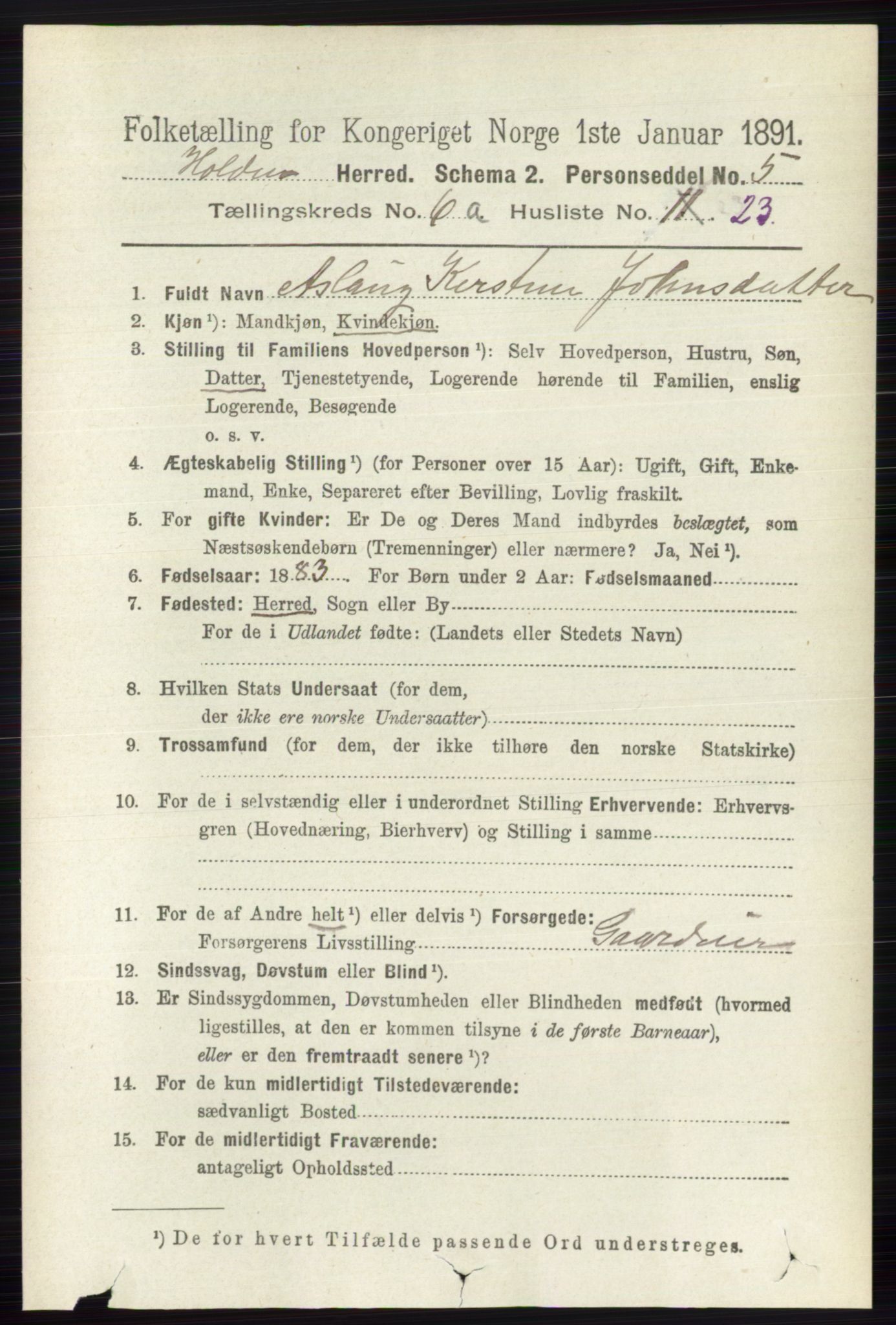 RA, 1891 census for 0819 Holla, 1891, p. 2994