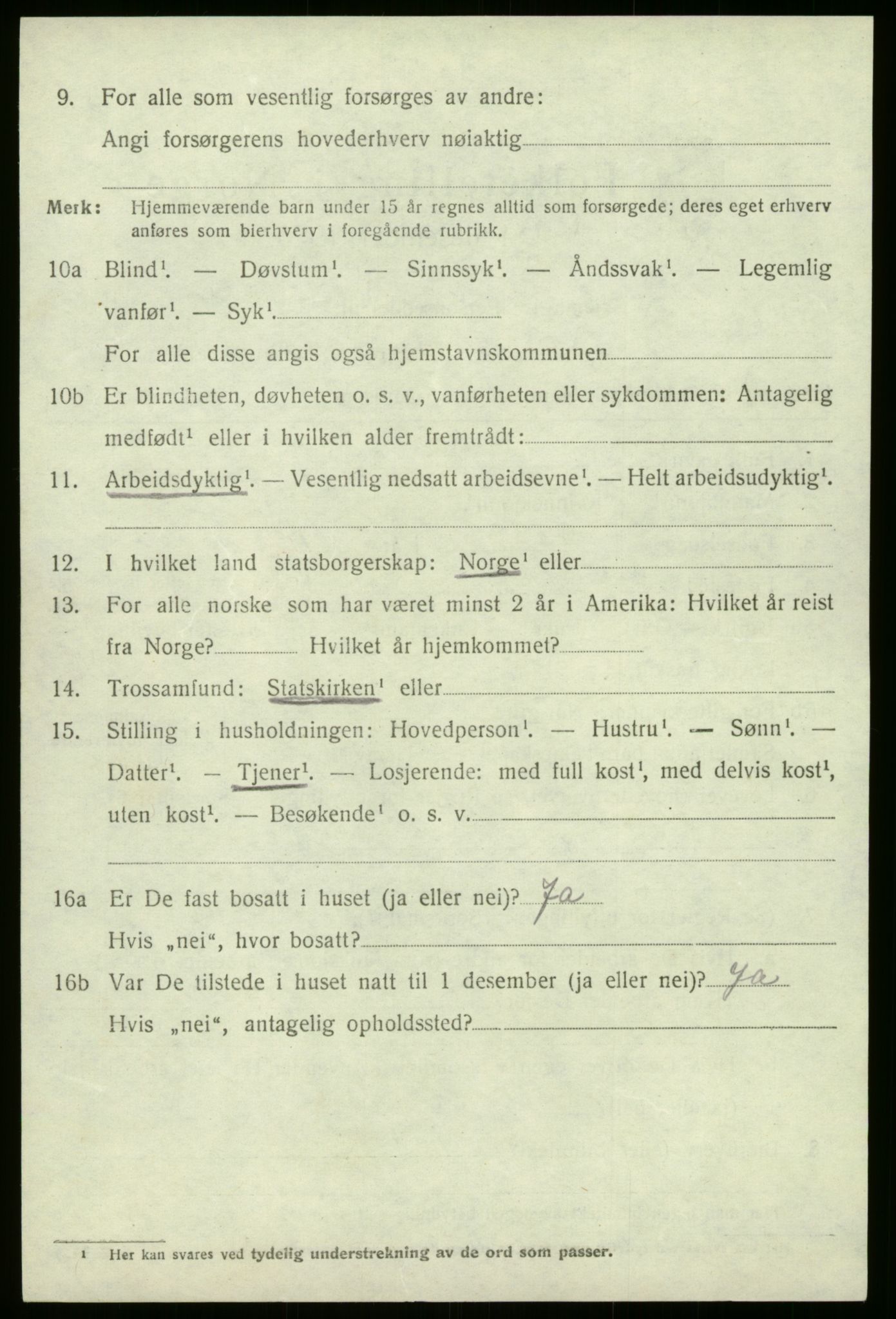 SAB, 1920 census for Gaular, 1920, p. 2215