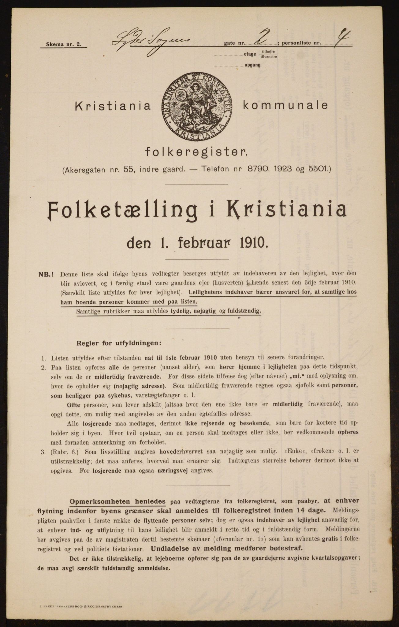 OBA, Municipal Census 1910 for Kristiania, 1910, p. 56444