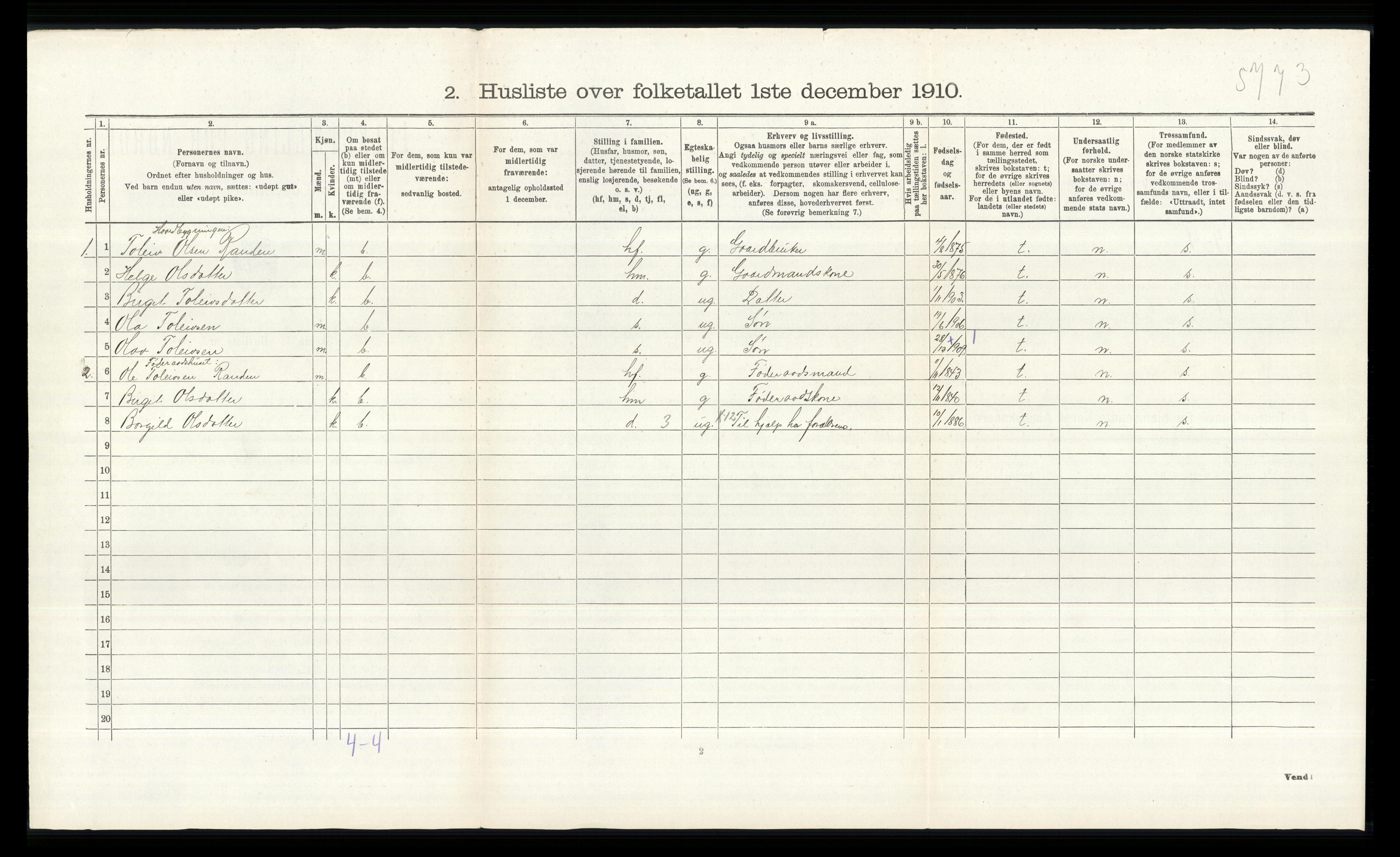 RA, 1910 census for Ål, 1910, p. 890