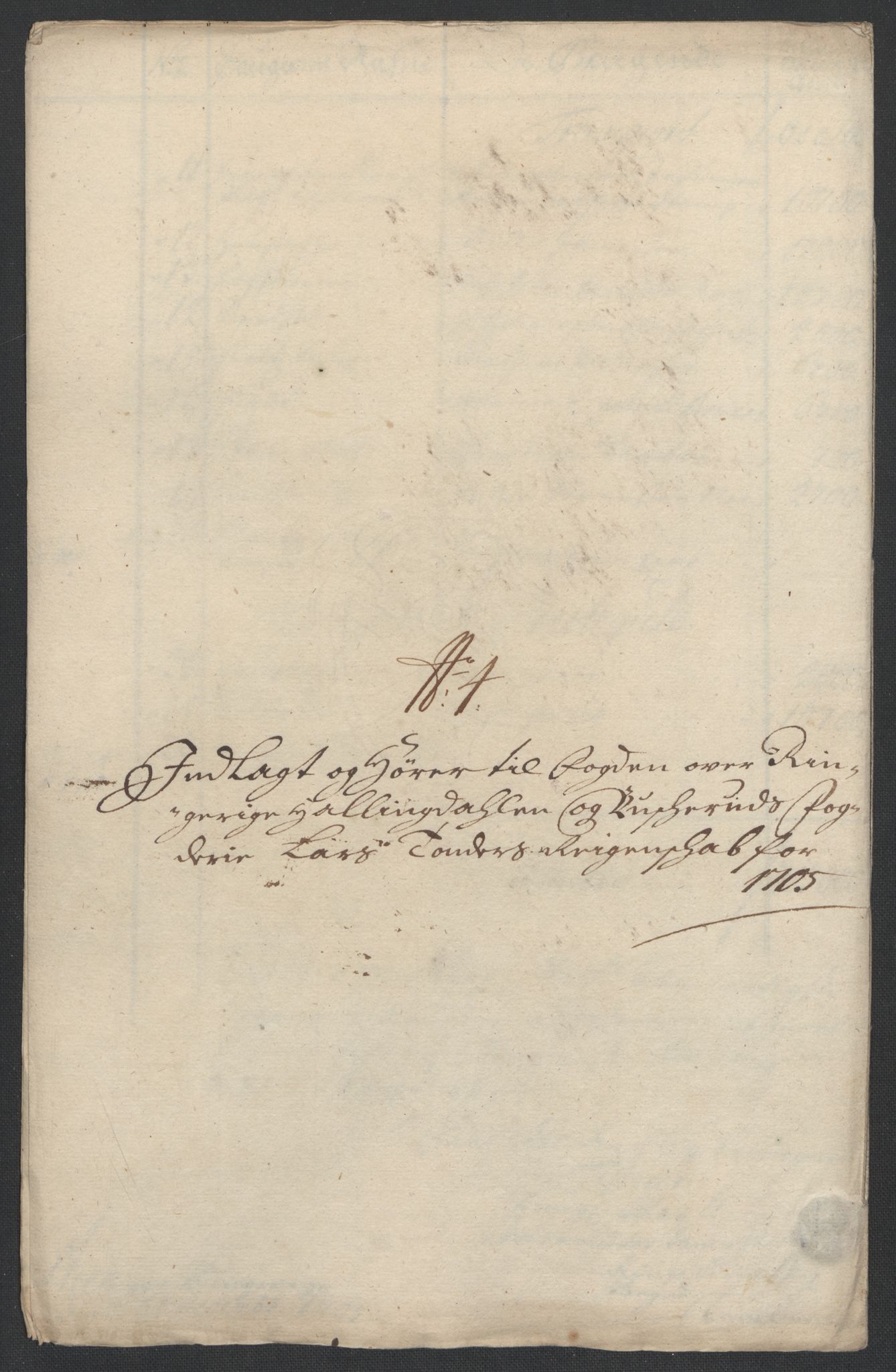 Rentekammeret inntil 1814, Reviderte regnskaper, Fogderegnskap, RA/EA-4092/R22/L1464: Fogderegnskap Ringerike, Hallingdal og Buskerud, 1705, p. 175