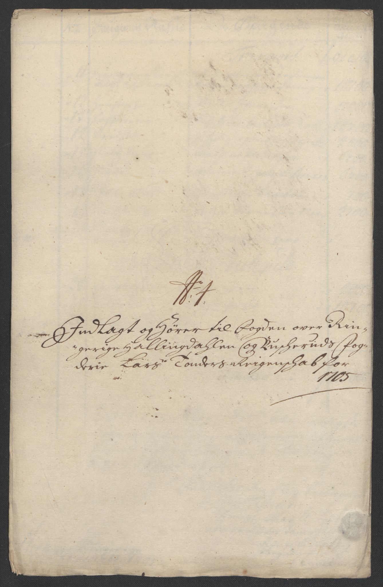 Rentekammeret inntil 1814, Reviderte regnskaper, Fogderegnskap, AV/RA-EA-4092/R22/L1464: Fogderegnskap Ringerike, Hallingdal og Buskerud, 1705, p. 175