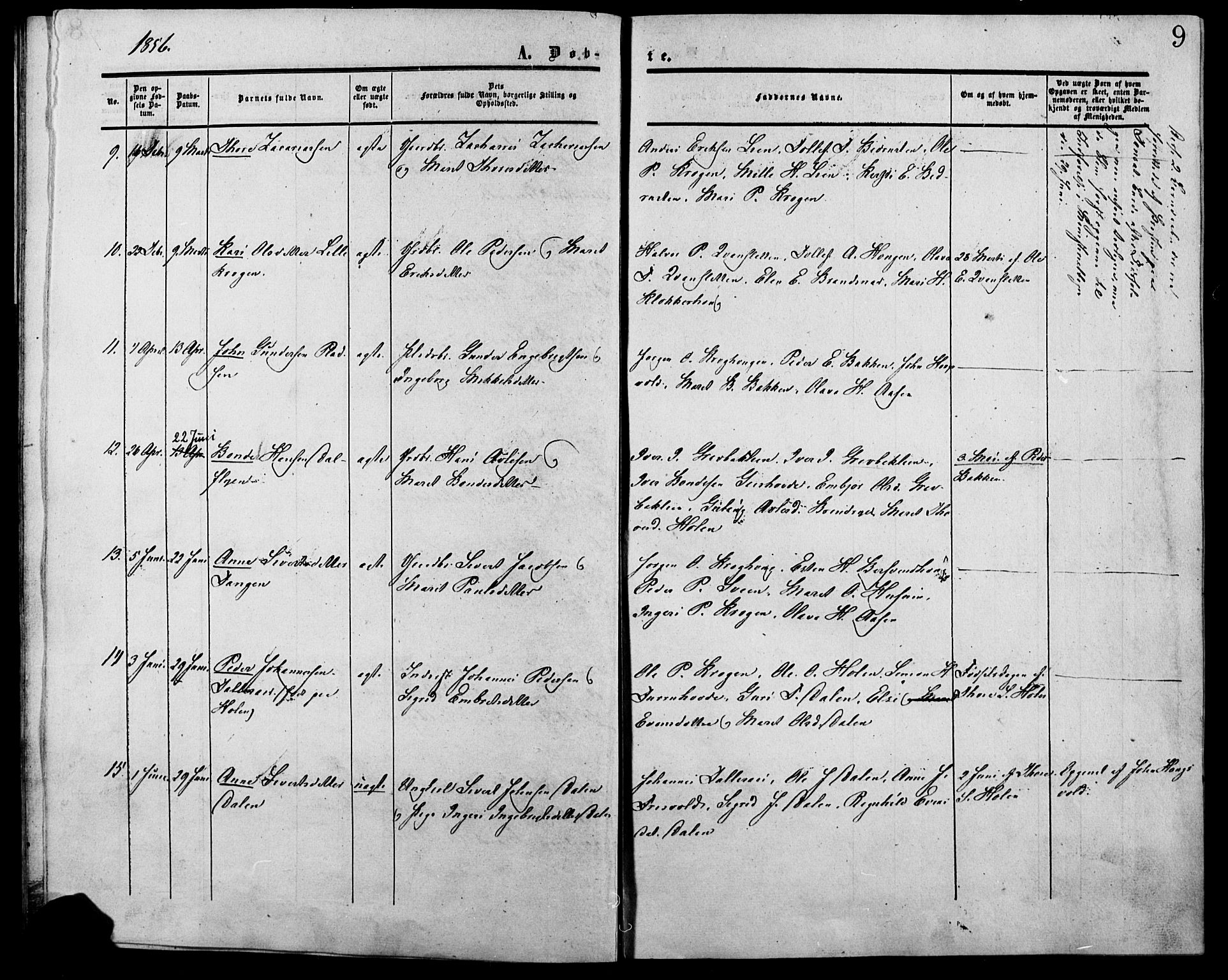 Lesja prestekontor, SAH/PREST-068/H/Ha/Haa/L0007: Parish register (official) no. 7, 1854-1862, p. 9
