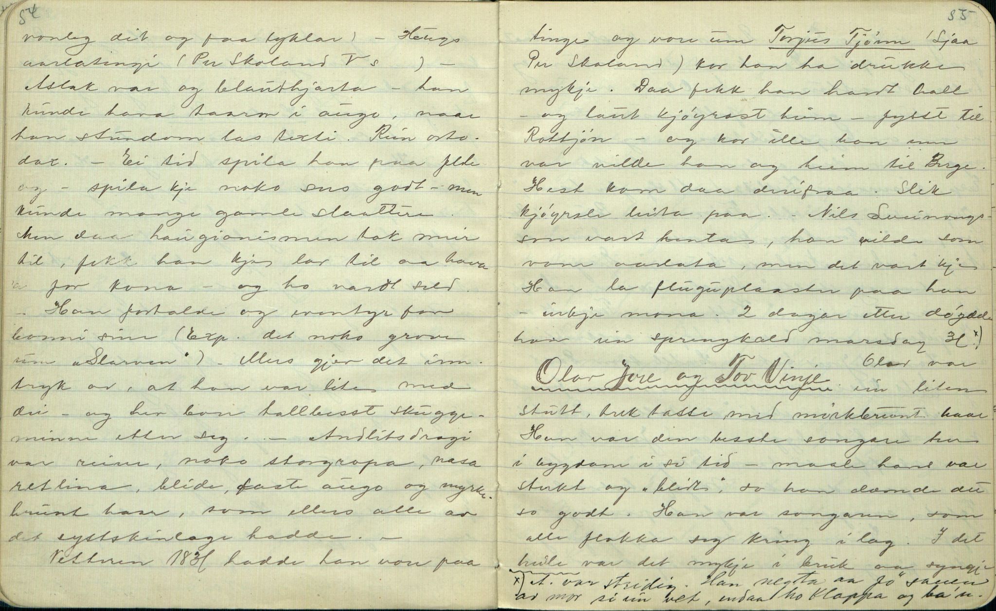Rikard Berge, TEMU/TGM-A-1003/F/L0001/0006: 001-030 Innholdslister / 3. Bergsingane, ættesogur, 1900-1901, p. 54-55