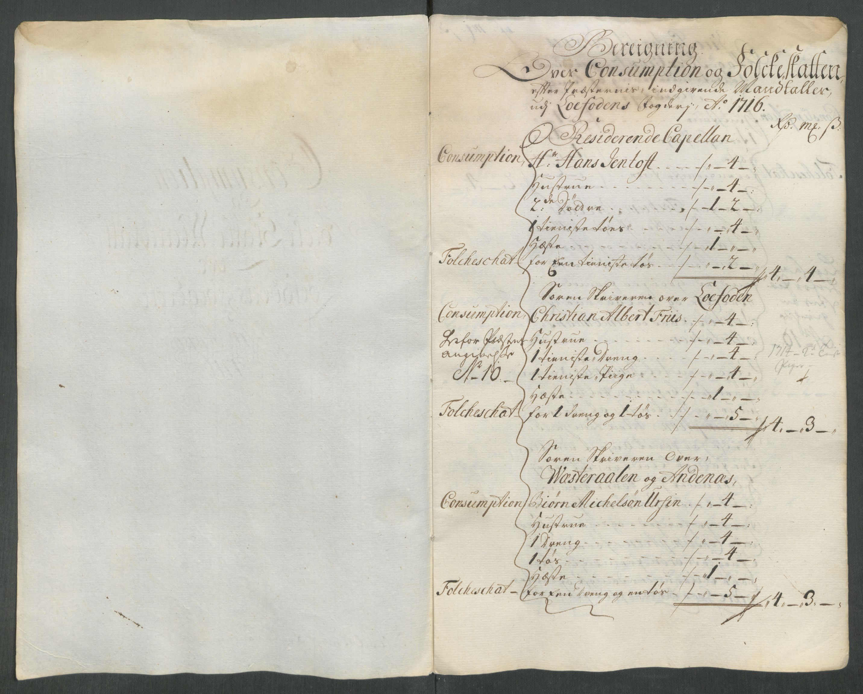 Rentekammeret inntil 1814, Reviderte regnskaper, Fogderegnskap, AV/RA-EA-4092/R67/L4682: Fogderegnskap Vesterålen, Andenes og Lofoten, 1716, p. 92