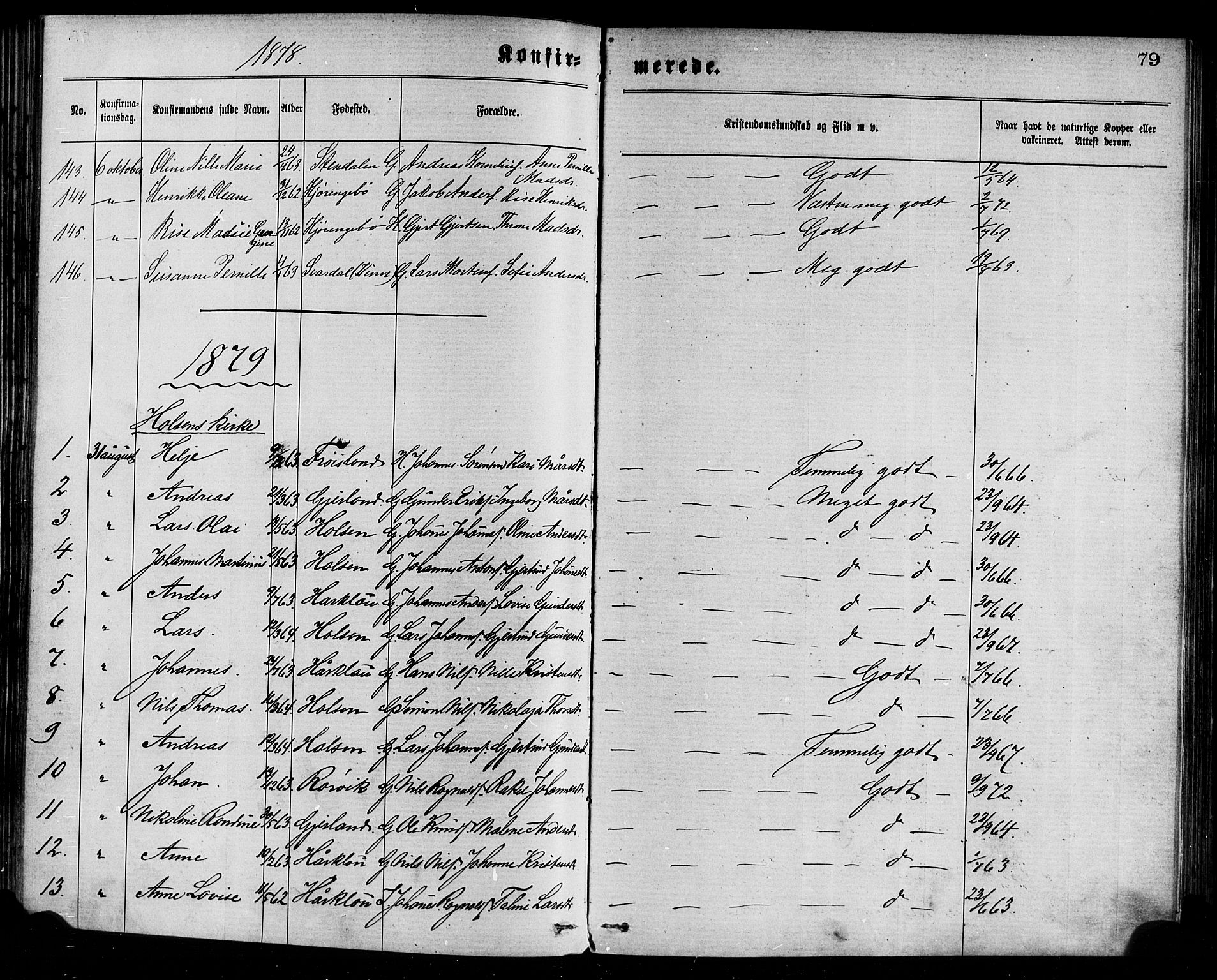 Førde sokneprestembete, SAB/A-79901/H/Haa/Haaa/L0011: Parish register (official) no. A 11, 1877-1880, p. 79