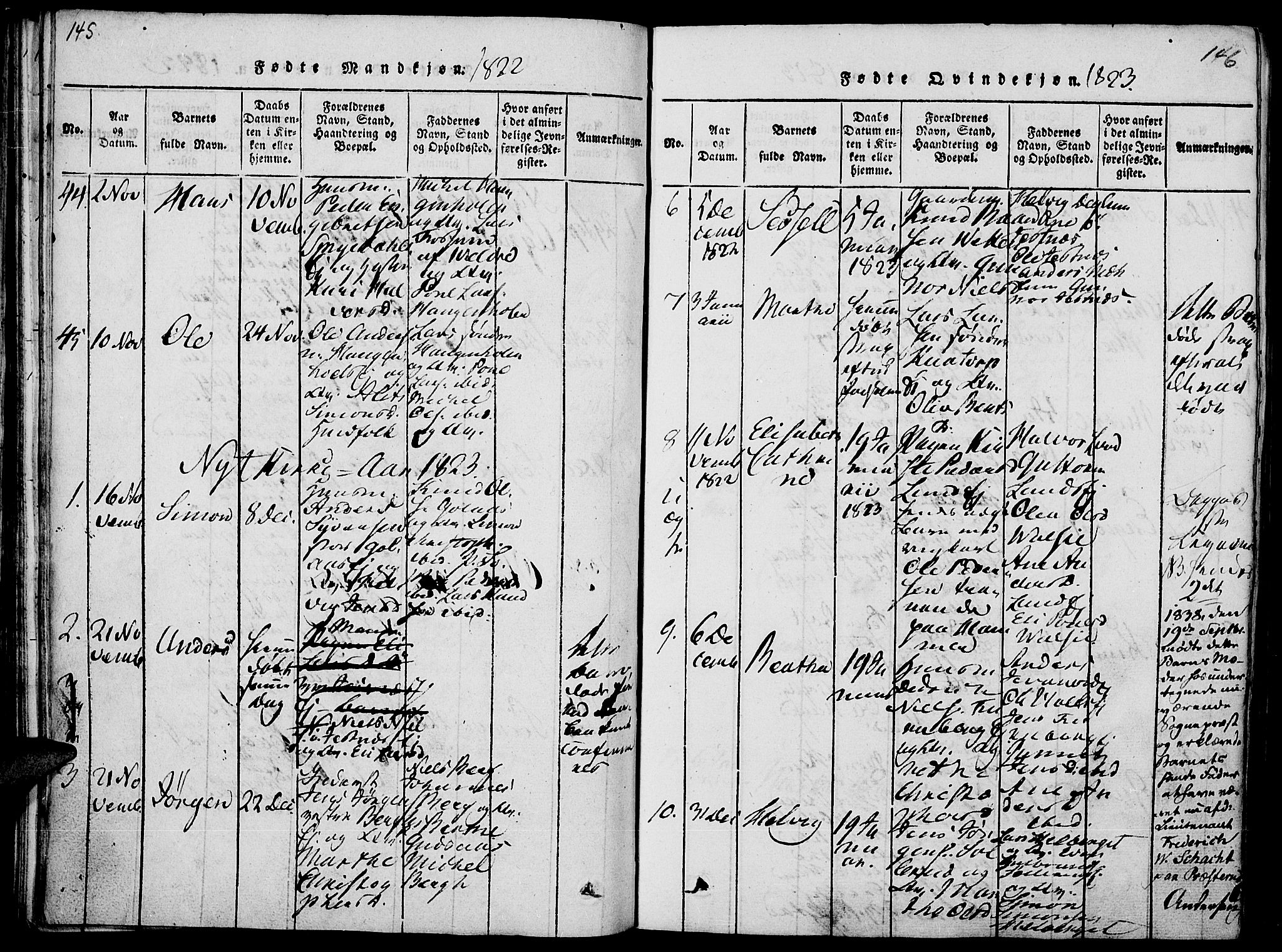 Vang prestekontor, Hedmark, AV/SAH-PREST-008/H/Ha/Haa/L0008: Parish register (official) no. 8, 1815-1826, p. 145-146