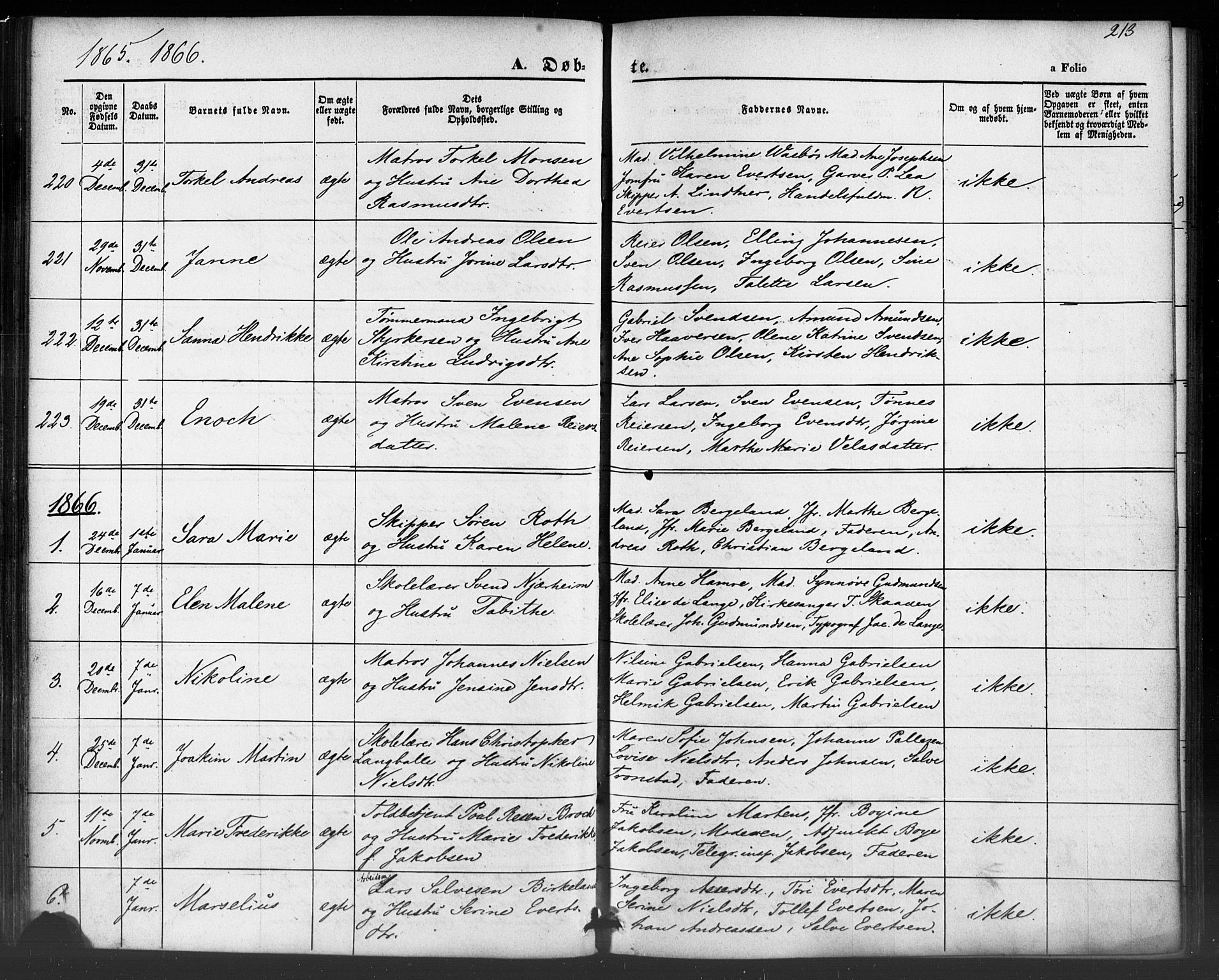 Domkirken sokneprestkontor, SAST/A-101812/001/30/30BB/L0012: Parish register (copy) no. B 12, 1860-1871, p. 213