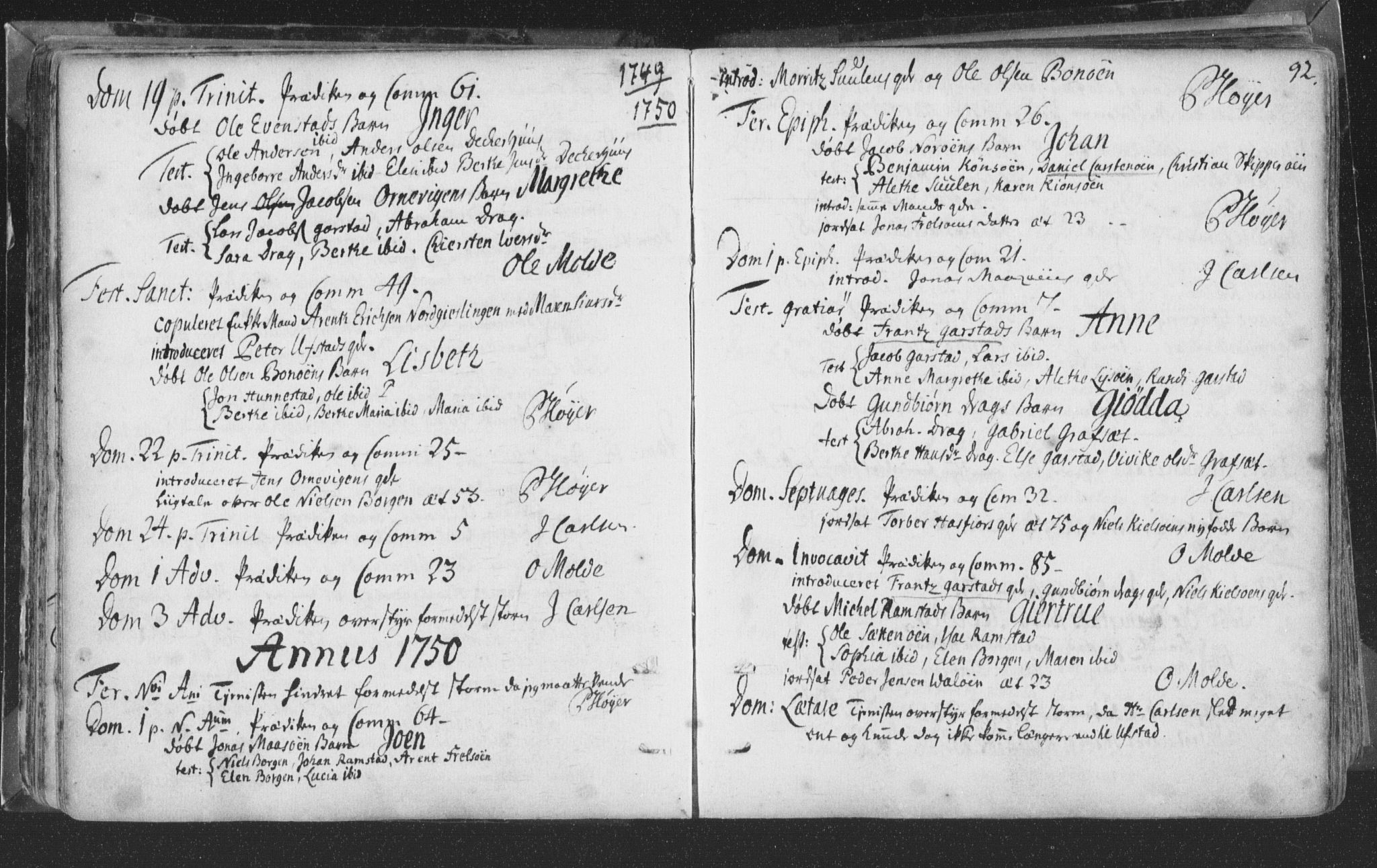 Ministerialprotokoller, klokkerbøker og fødselsregistre - Nord-Trøndelag, AV/SAT-A-1458/786/L0685: Parish register (official) no. 786A01, 1710-1798, p. 92