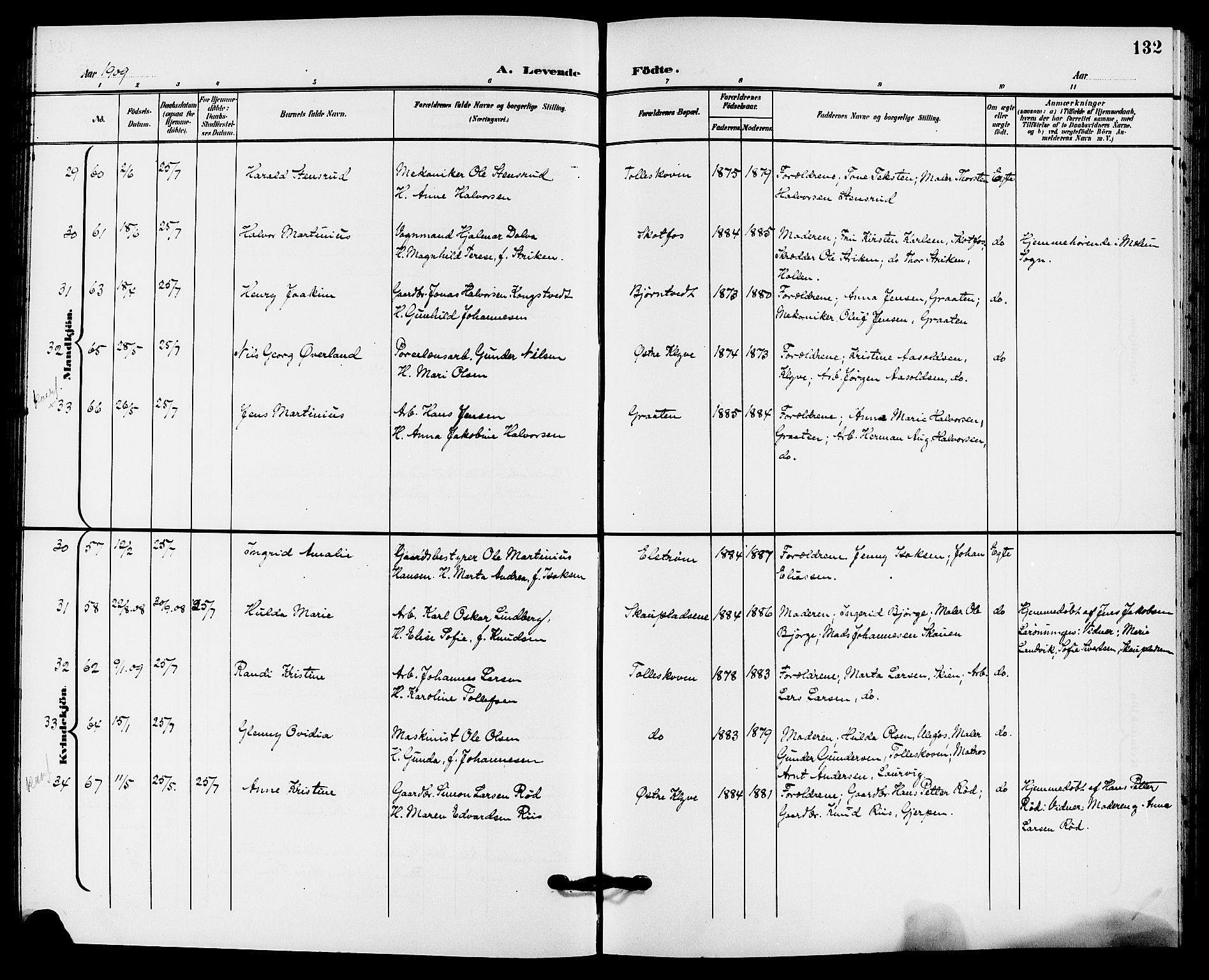 Solum kirkebøker, AV/SAKO-A-306/G/Ga/L0008: Parish register (copy) no. I 8, 1898-1909, p. 132