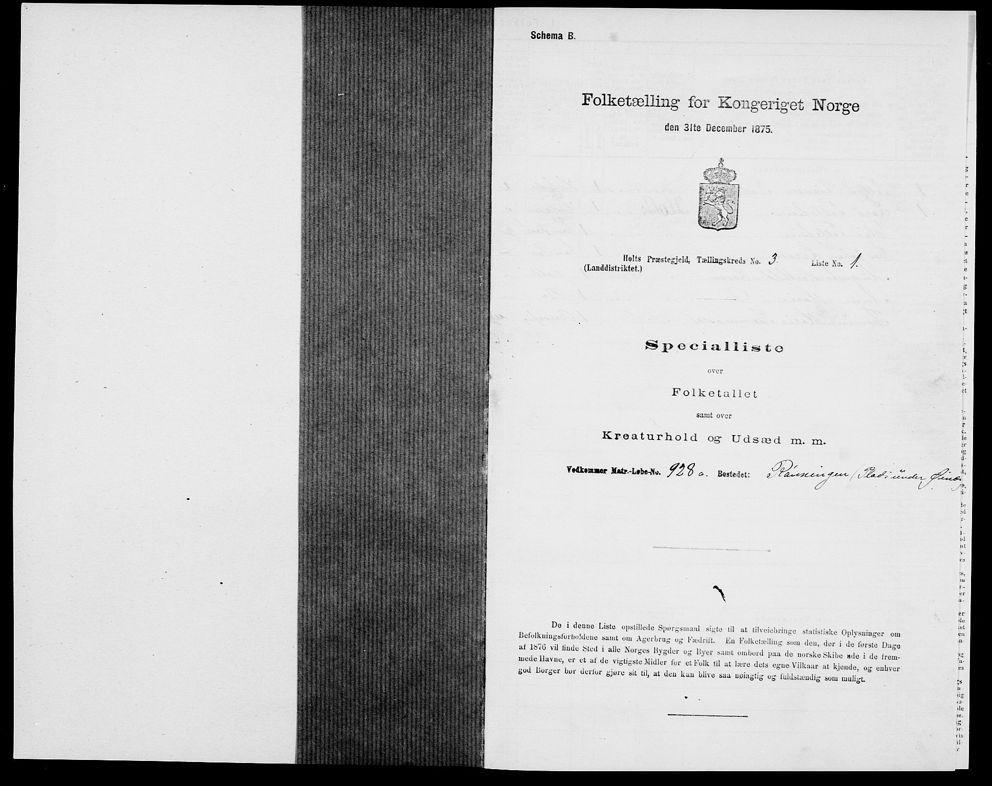 SAK, 1875 census for 0914L Holt/Holt, 1875, p. 406