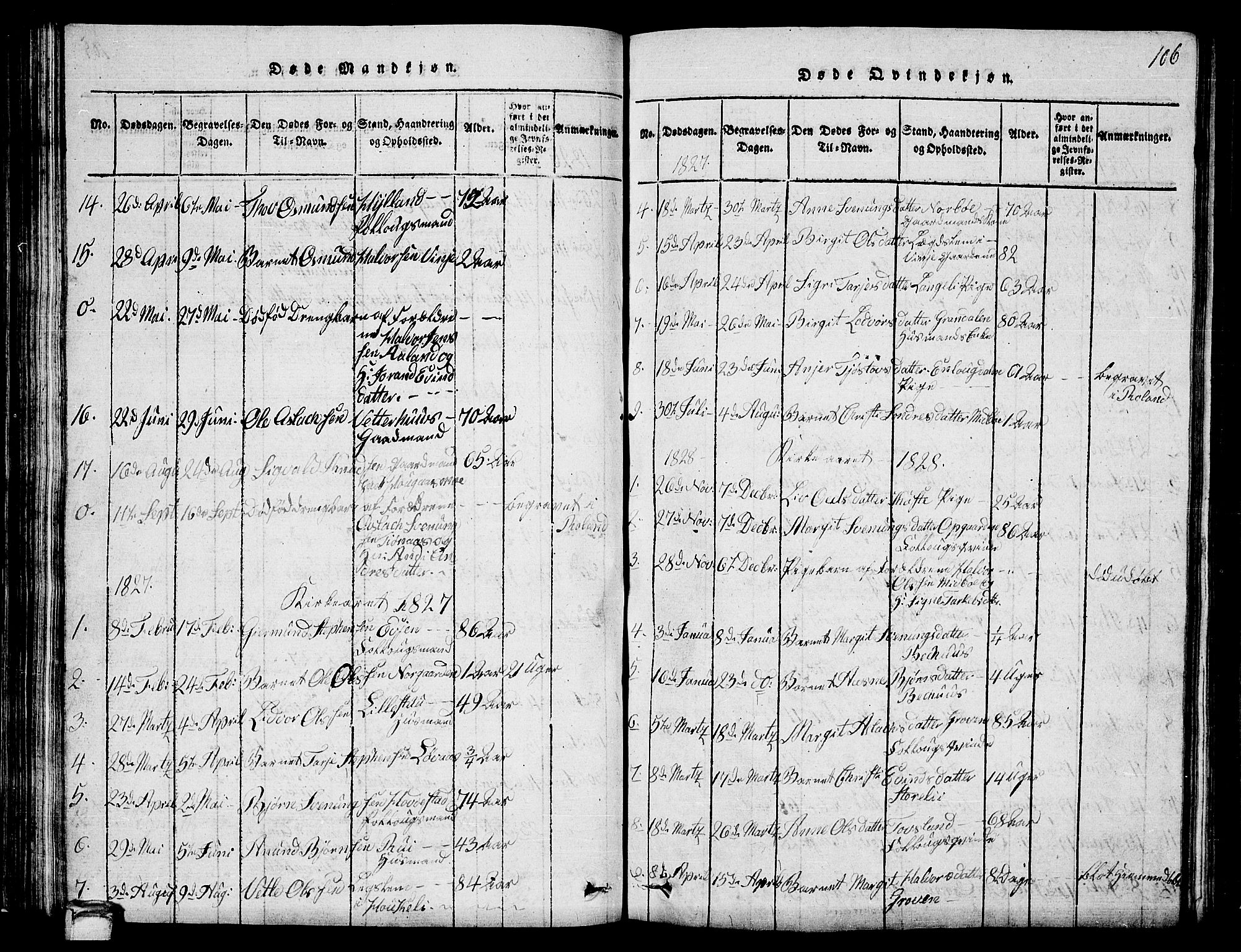 Vinje kirkebøker, SAKO/A-312/G/Ga/L0001: Parish register (copy) no. I 1, 1814-1843, p. 106
